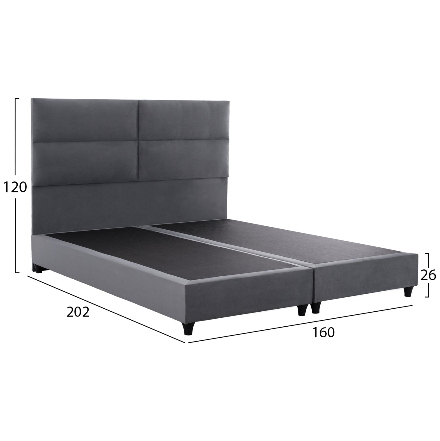 Velvet Gray Bed Milo Hm616.10 For Mattress 160x200 Cm