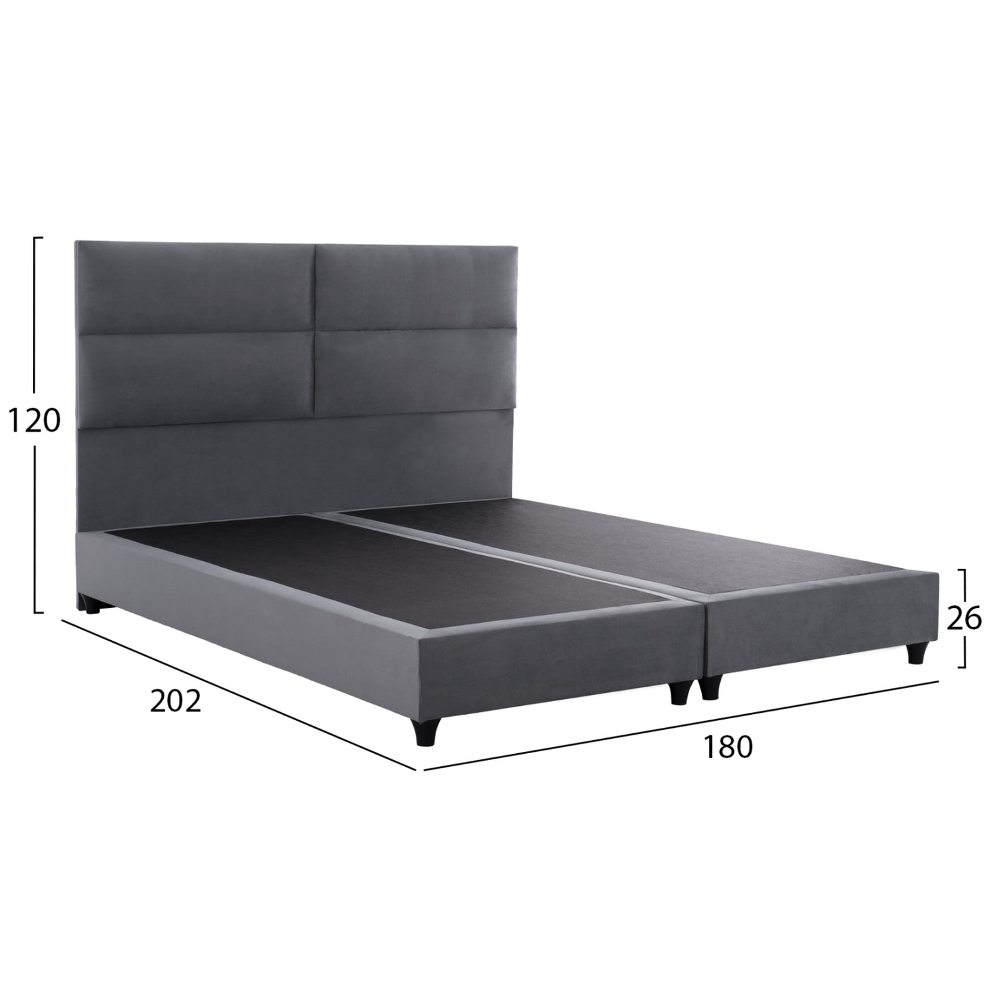 Gray Velvet Bed Milo Hm628.10 For Mattress 180x200 Cm.