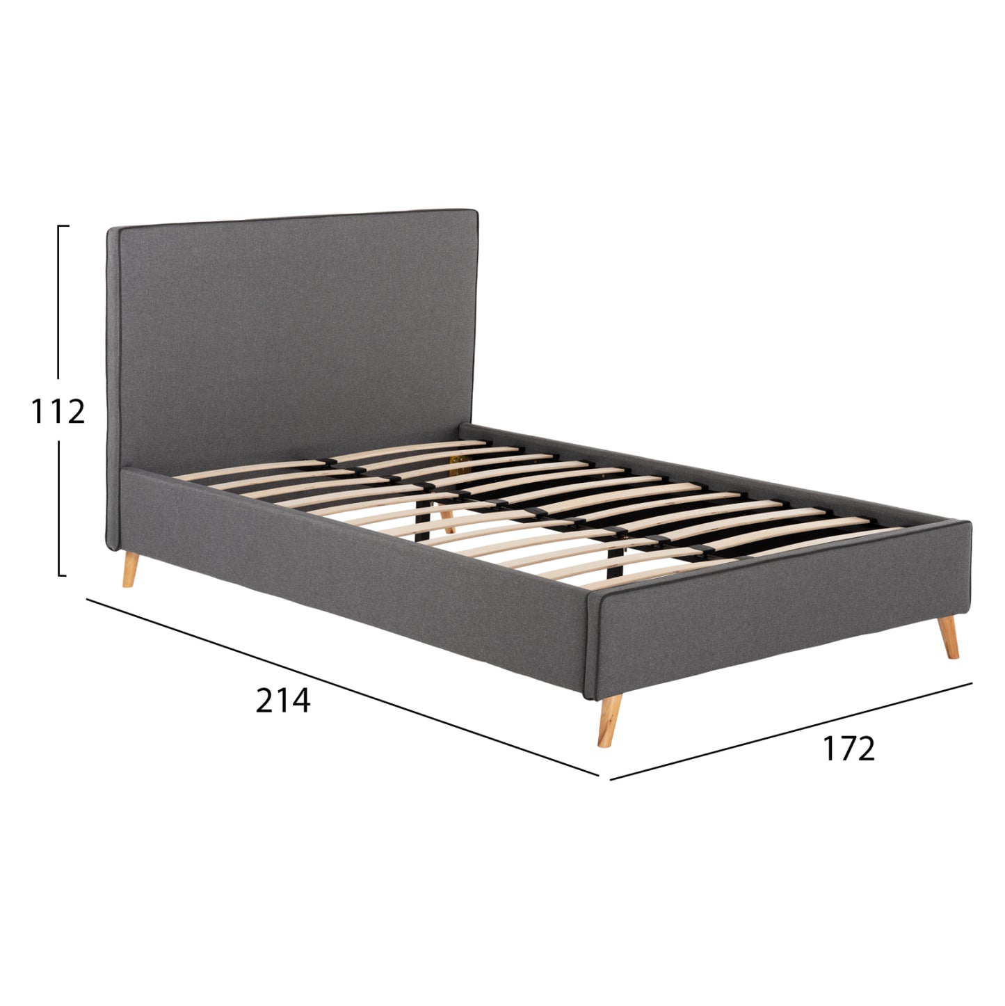 Bed Indra Hm662.01 Grey Fabric & Drak Grey Rail For Mattress 160x200cm.
