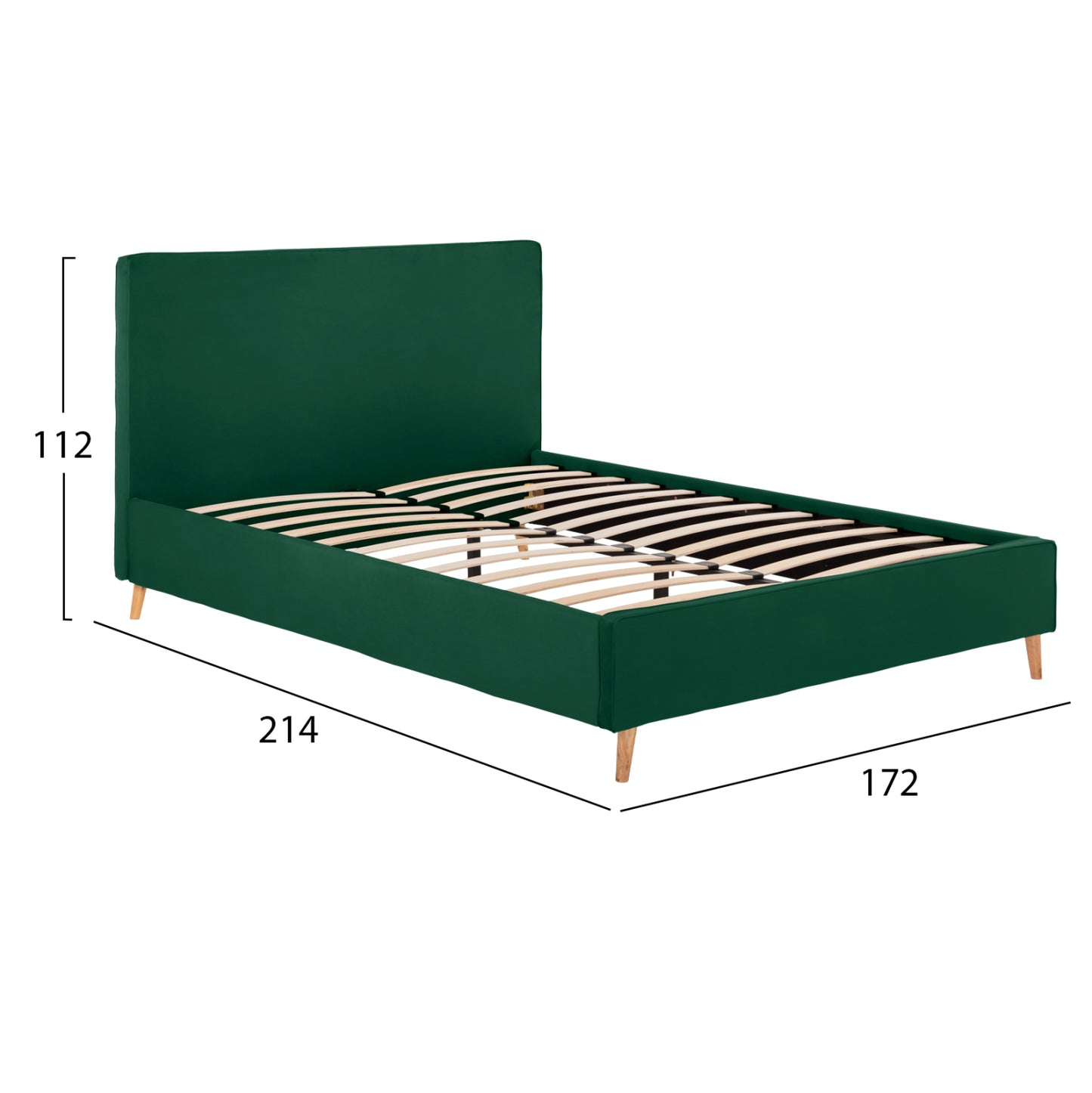 Bed Indra Hm662.13 Cypress Green Velvet For Mattress 160x200cm.