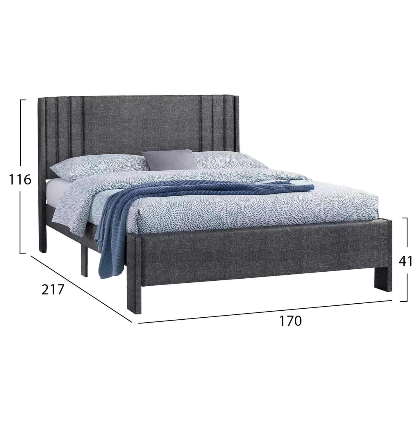 Double Bed Credence Hm685.01 Grey Fabric For Mattress 160x200cm.