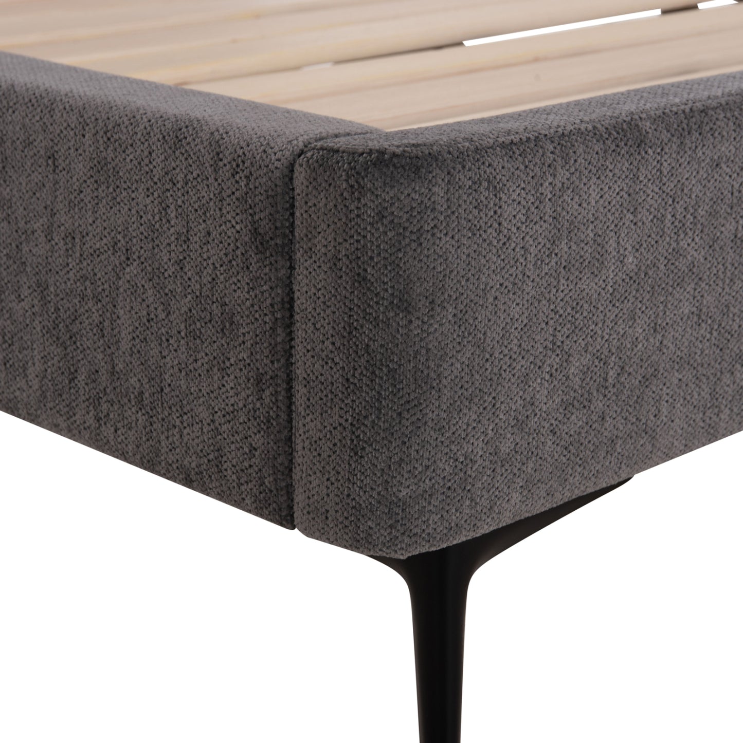 Double Bed Jill Hm737.01 Fabric In Grey--for Mattress 160x200cm