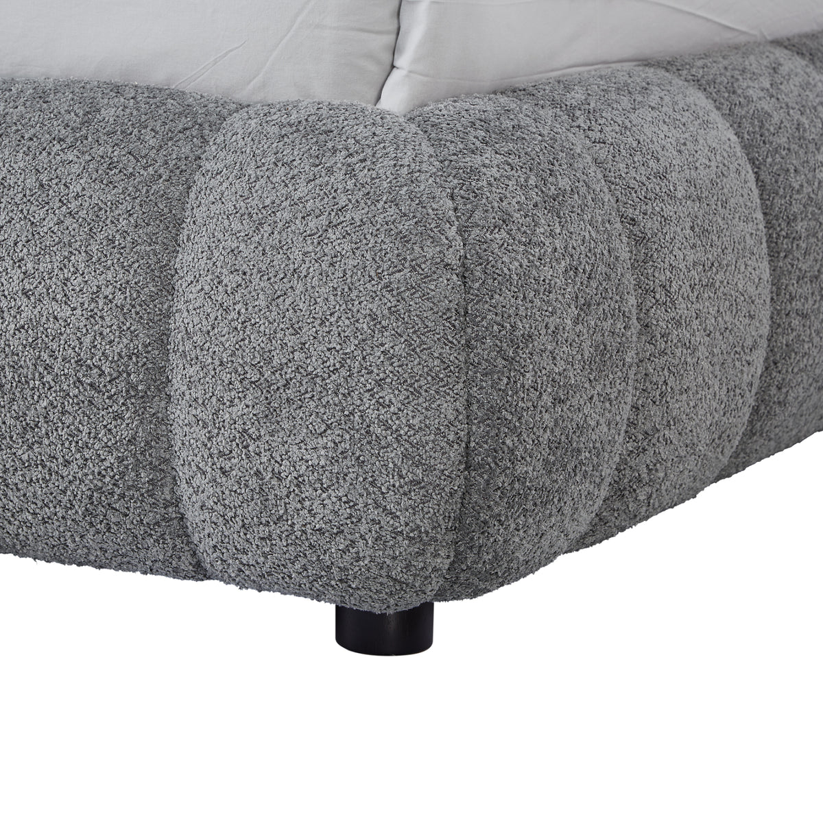 Double Bed With Storage Space Molen Hm730.01 Grey Boucle Fabric--mattress 160x200cm.