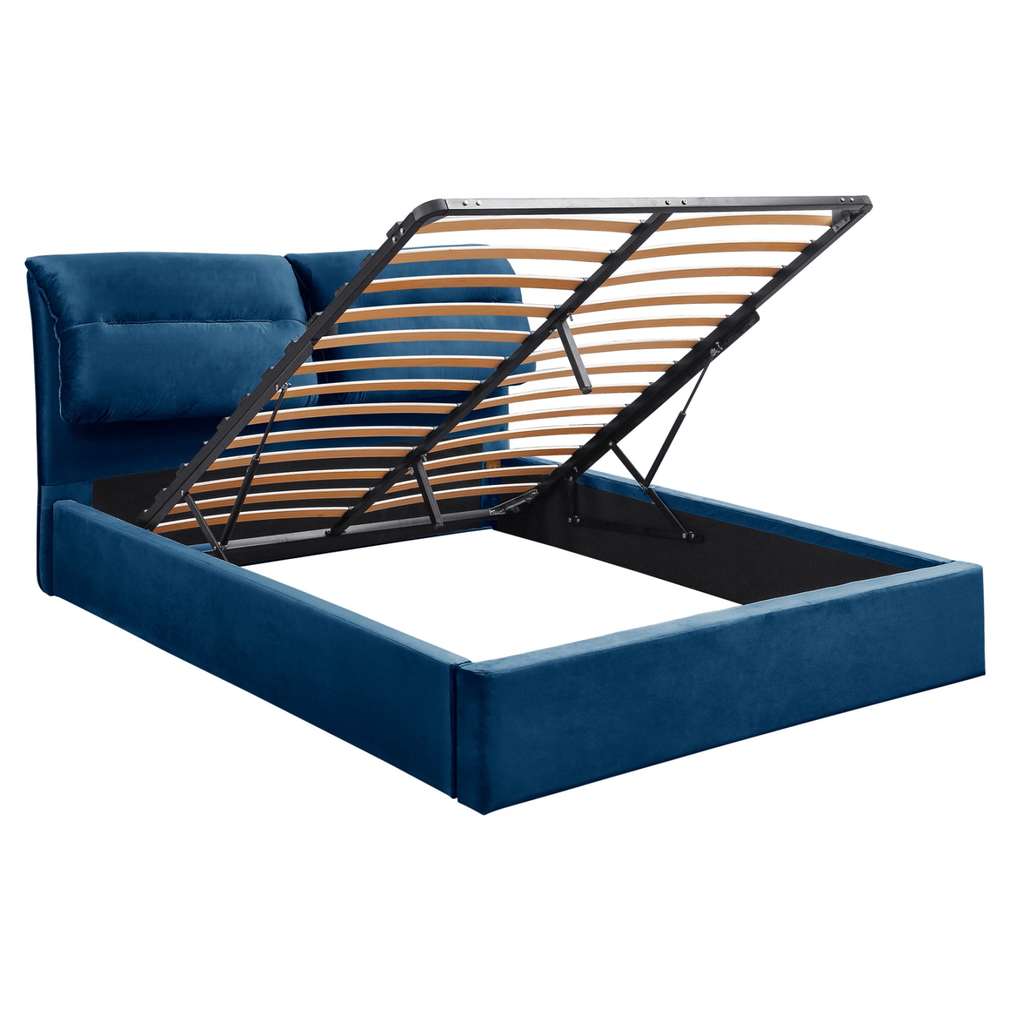 Bed Kendra Hm565.18 Blue Velvet-storage Space 160x200 Cm Mattress