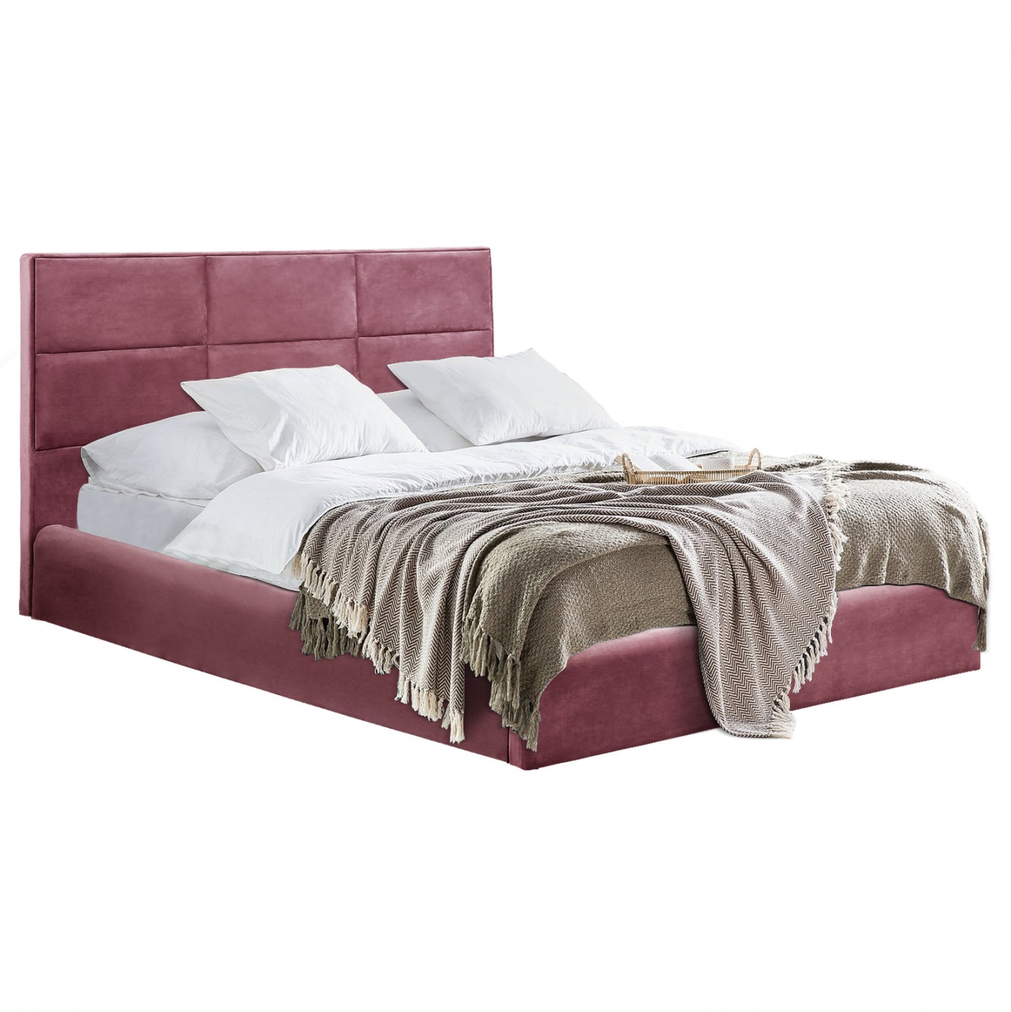 Bed Briley Hm583.02 In Dusty Pink Velvet With Storage Space 160x200 Cm.