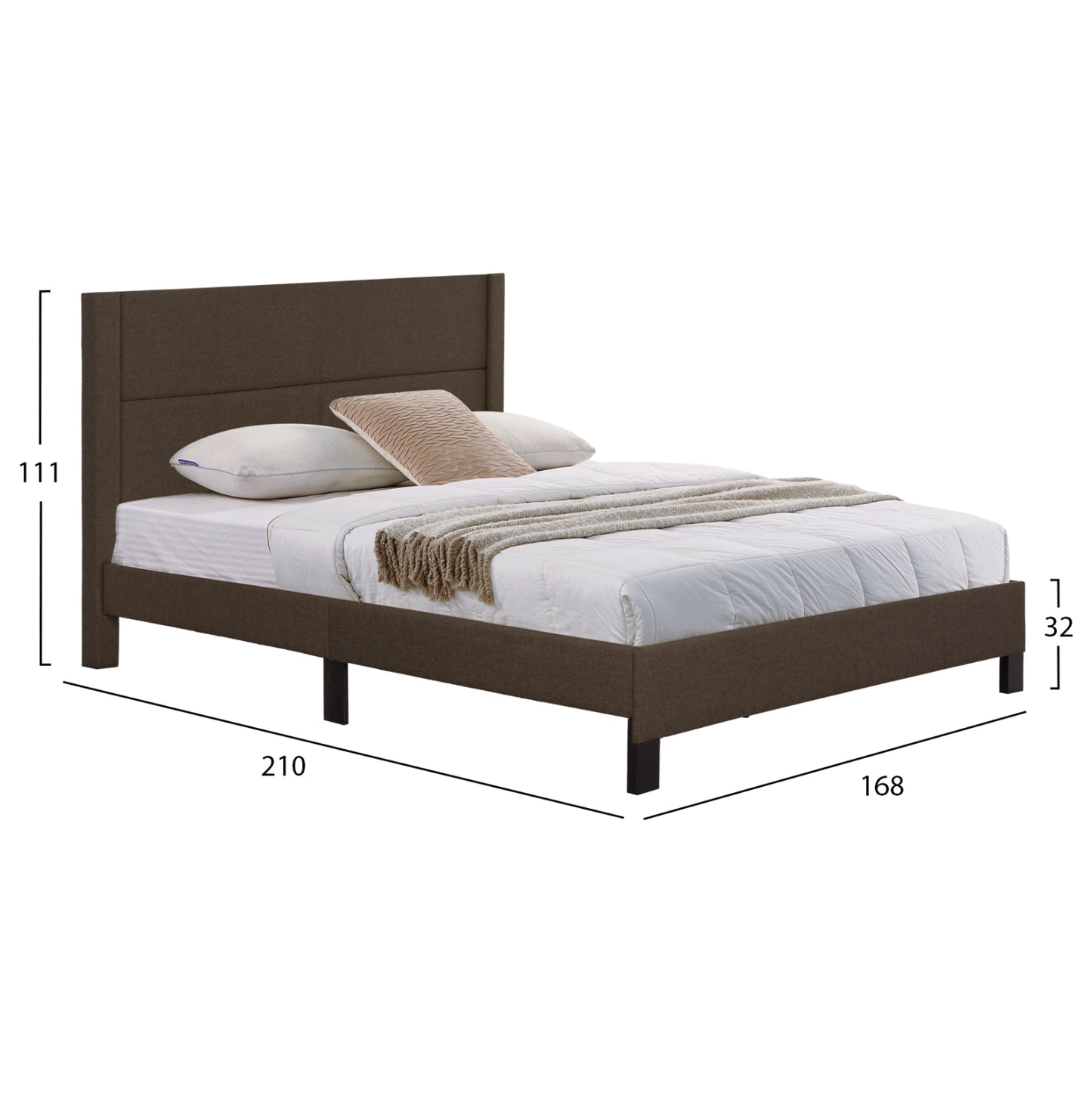 Bed Trillop Hm666.13 Brown Fabric- 160x200cm. Mattress