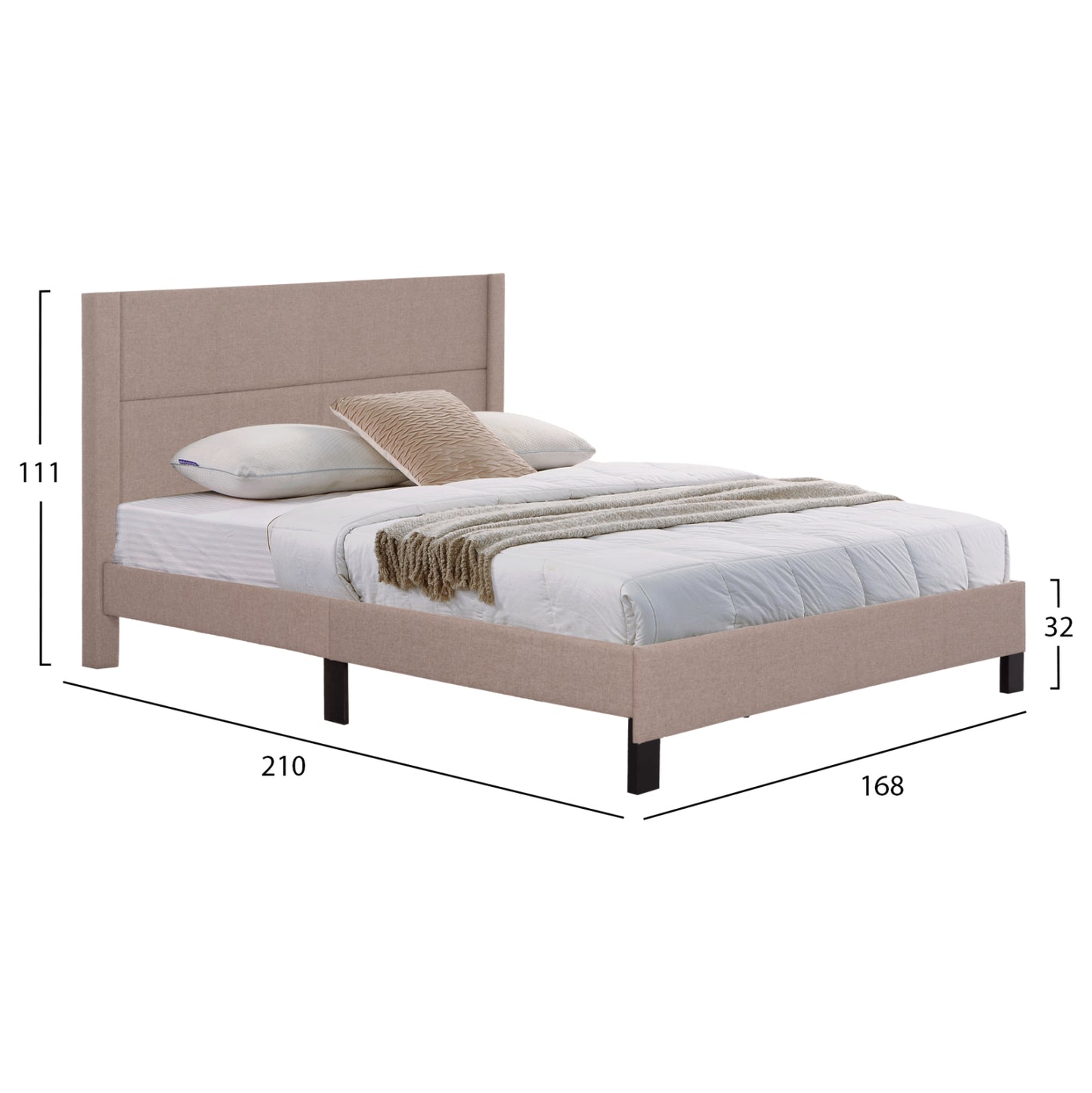Bed Trillop Hm666.15 Beige Fabric- 160x200cm. Mattress