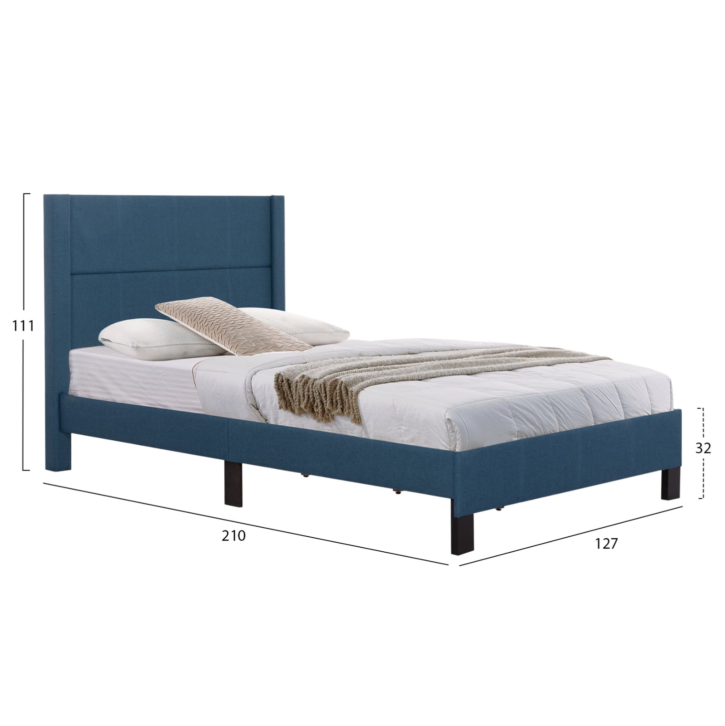 Bed Trillop Hm667.14 Blue Fabric--for Single Size Mattress 120x200cm