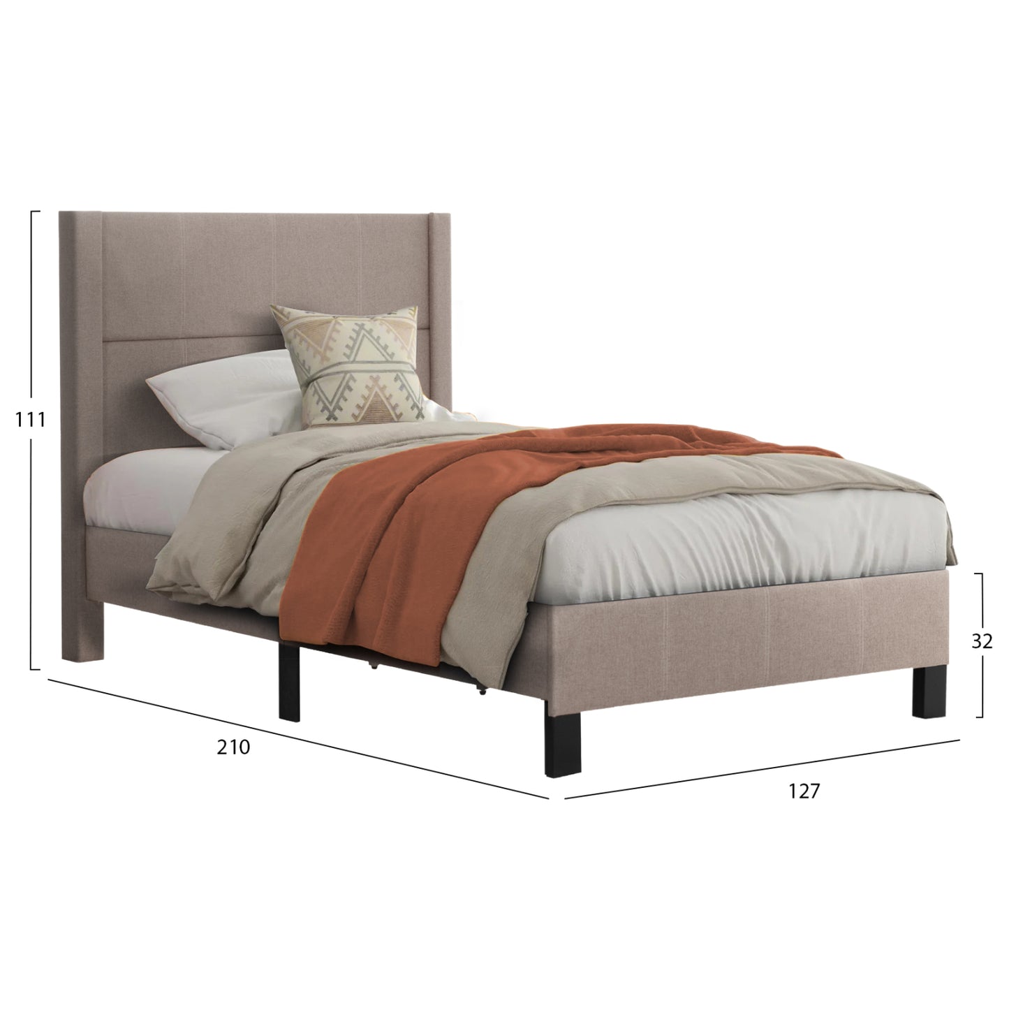 Bed Trillop Hm667.15 Beige Fabric--for Single Size Mattress 120x200cm