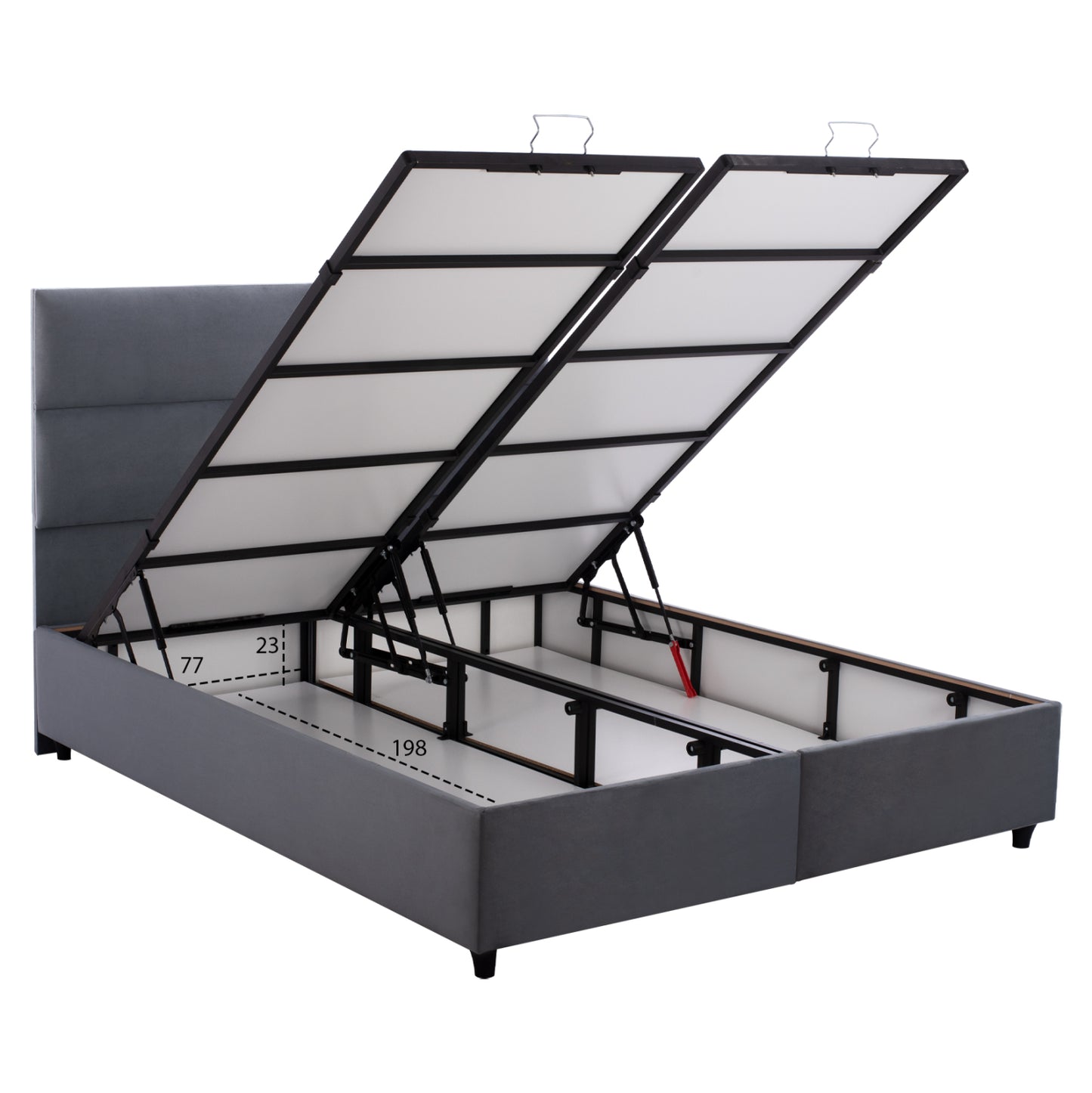 Gray Velvet Bed With Storage Space Milo Hm622.10 For Mattress 160x200 Cm.
