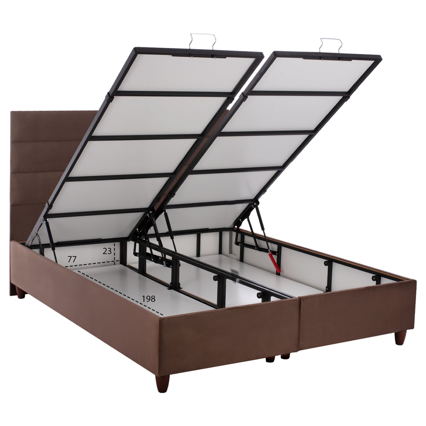 Hm623.02 Brown Velvet Bed With Storage Space Eloise For Mattress 160x200 Cm.