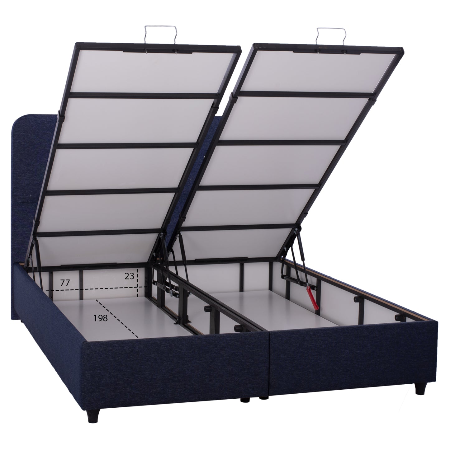 Hm631.08 Bed With Storage Space, Blue Fabric, 160x200cm