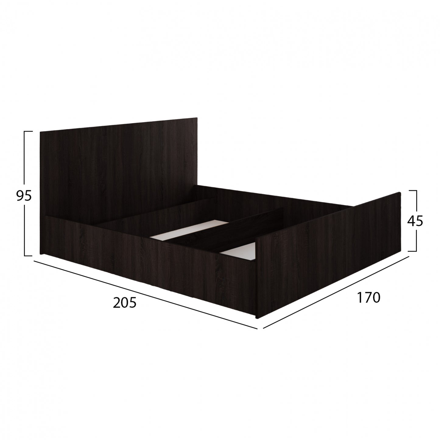Melamine Bed For Mattress 160Χ200cm. Wenge Fb92432.02