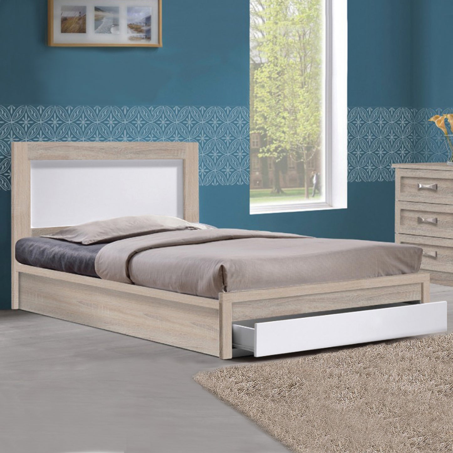 Bed Melany Hm323.02 With 1 Drawer Sonoma/white 110x190