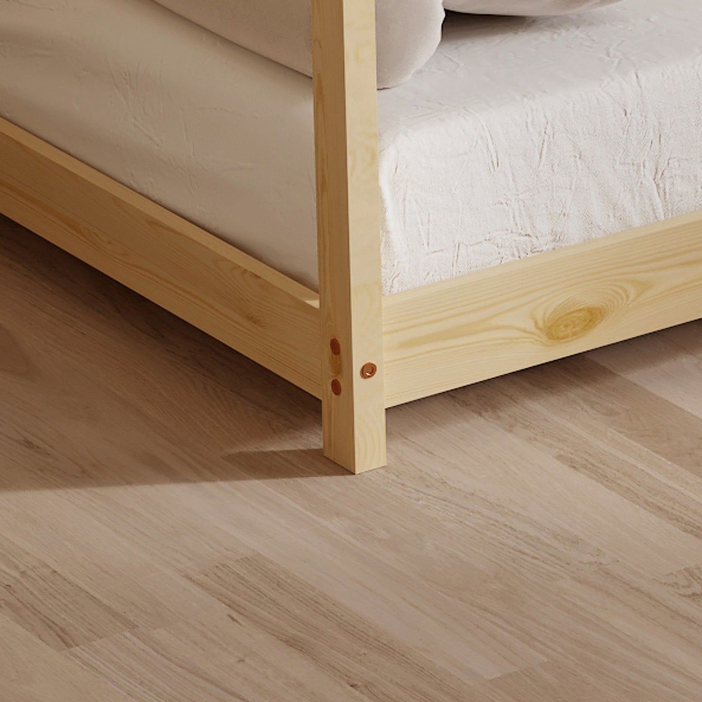 Bed For Kids Pepe Hm677.01 T.montessori Solid Pine Wood In Natural- 190x90cm.