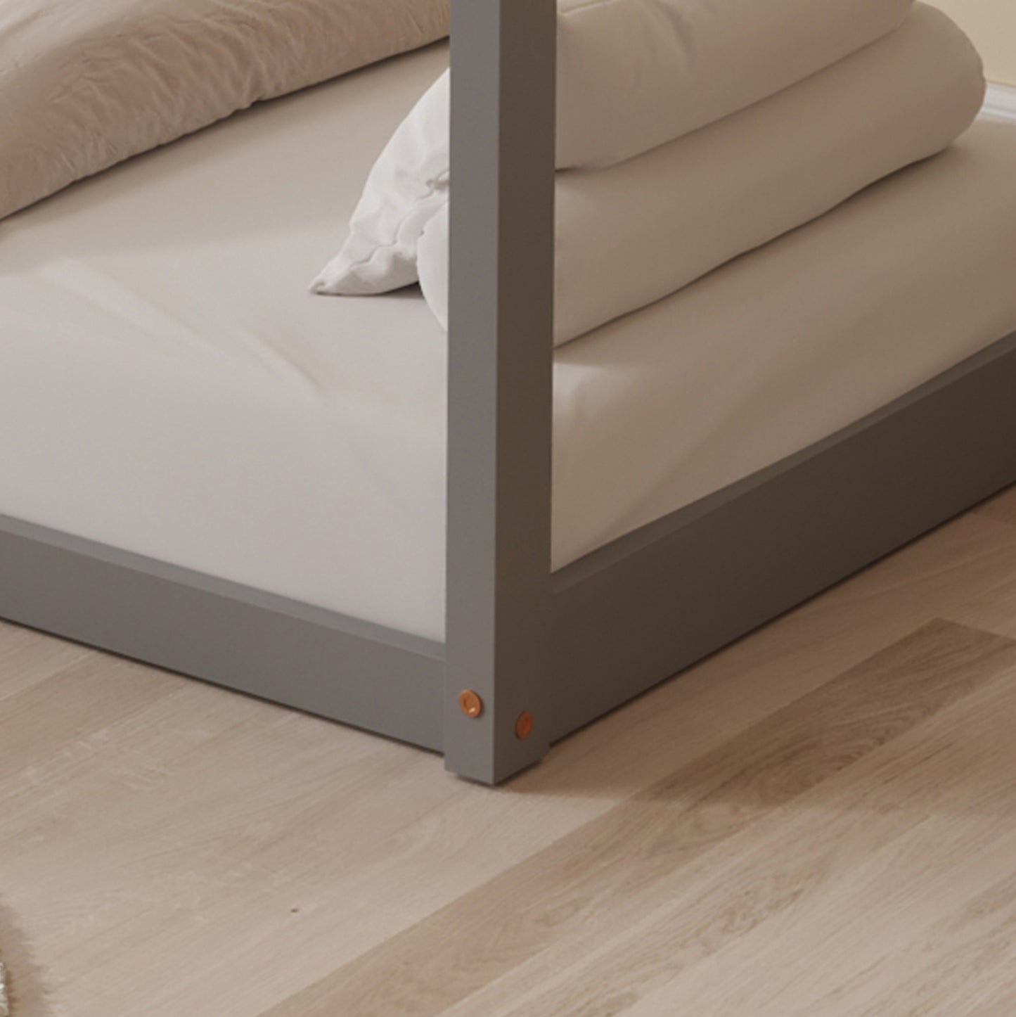 Bed For Kids Pepe Hm678.05 T.montessori Solid Pine Wood In Grey- 140x70cm.