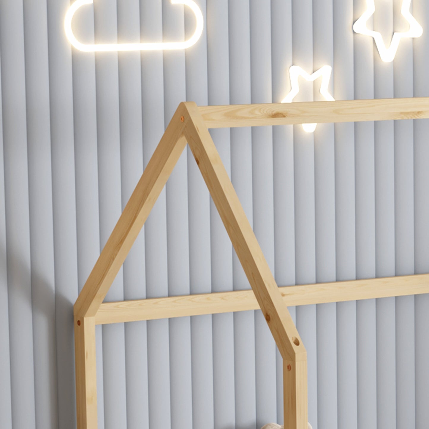 Bed For Kids With Fence Phyllis Hm679.01 T.montessori Solid Pine Wood In Natural- 190x90cm.