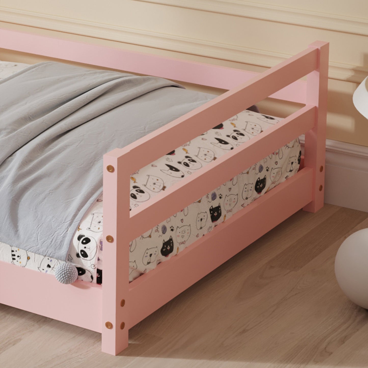 Bed With Mattress Houser Hm21301.02 Pine Wood In Pink Color--mattress 90x190cm