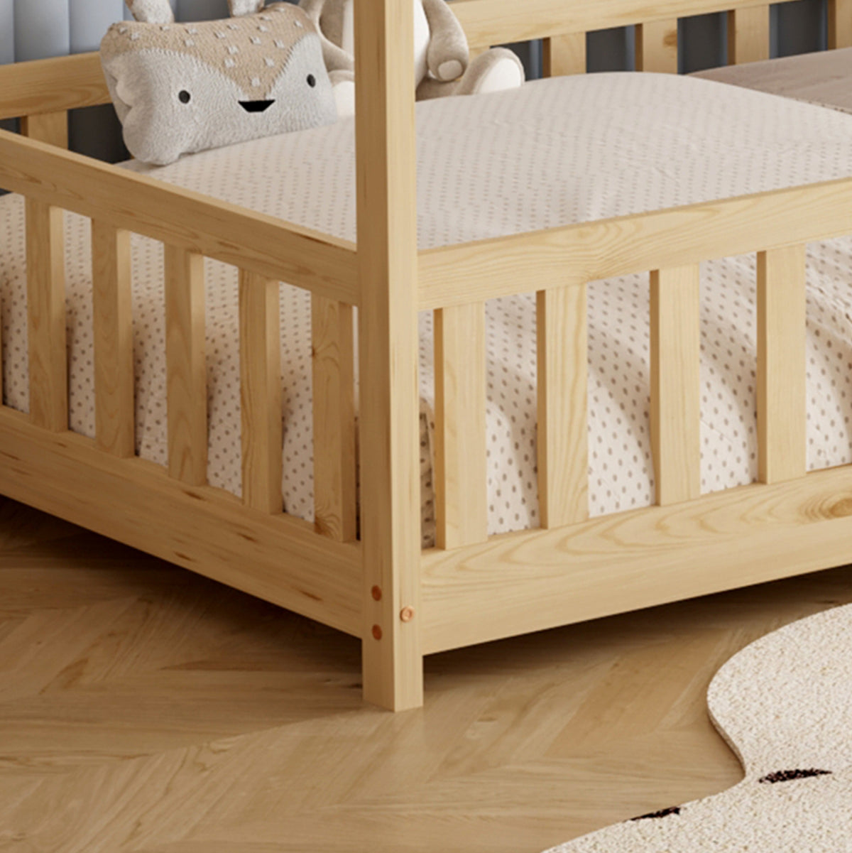 Bed With Mattress Phyllis Hm21304 Pine Wood In Natural Wood Color--mattress 90x190cm