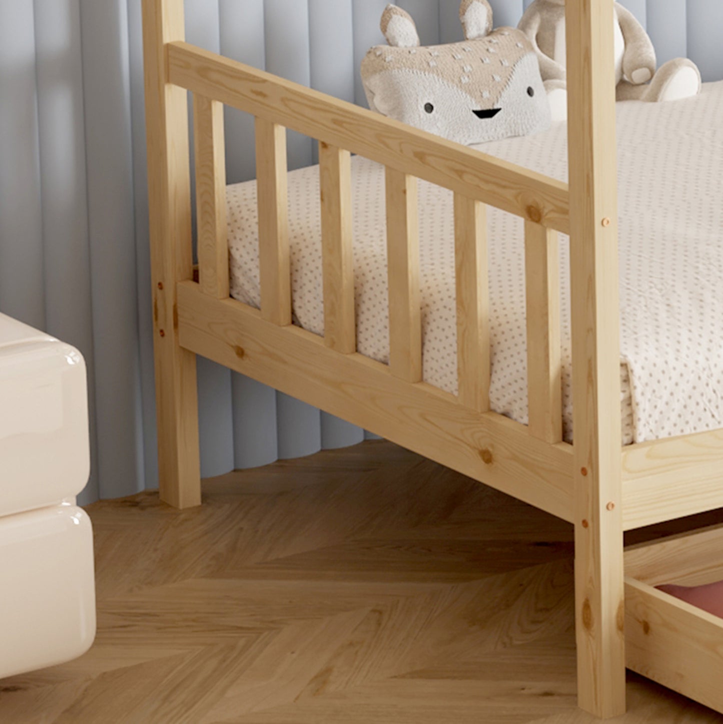 Bed With Mattress Klarice Hm21305 Pine Wood In Natural Wood Color--mattress 90x190cm