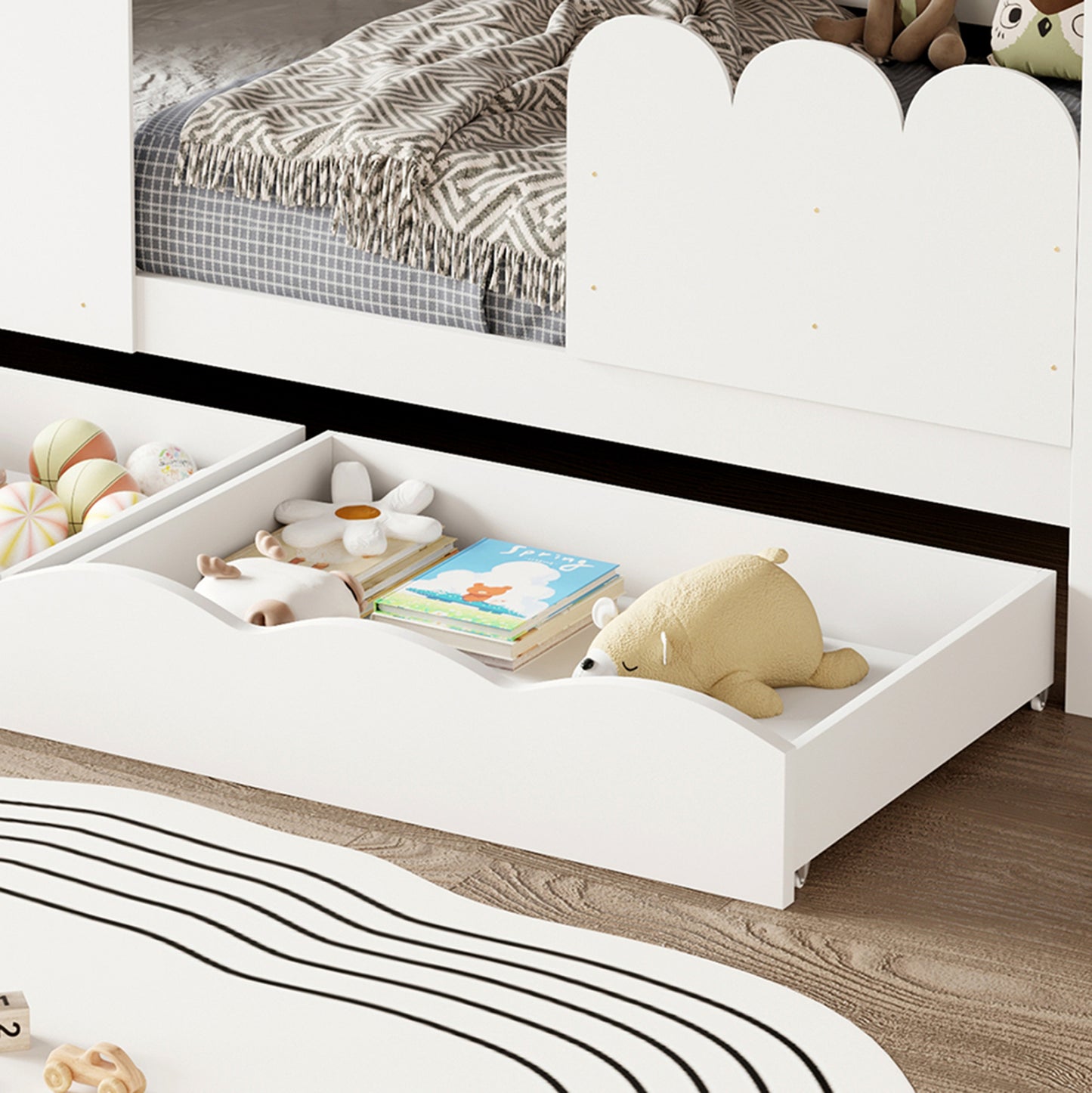 Bed With Mattress Domer Hm21319 Pine Wood In White--mattress 90x190cm