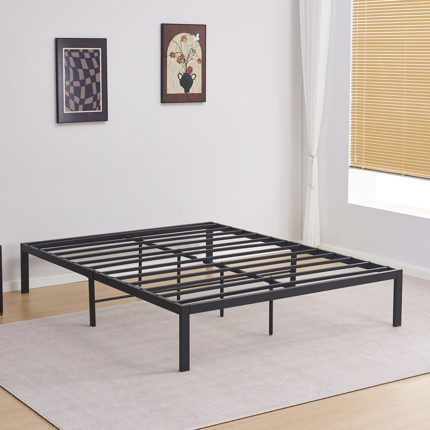 Substrate Bed Double Ranto Hm696.01 Metal In Black For Mattress 200x160cm.