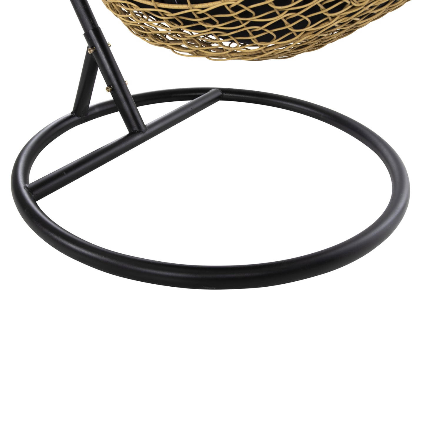 Hanging Nest Millie Hm5996.04 Metal Black-synthetic Rattan In Beige Φ95x195hcm.