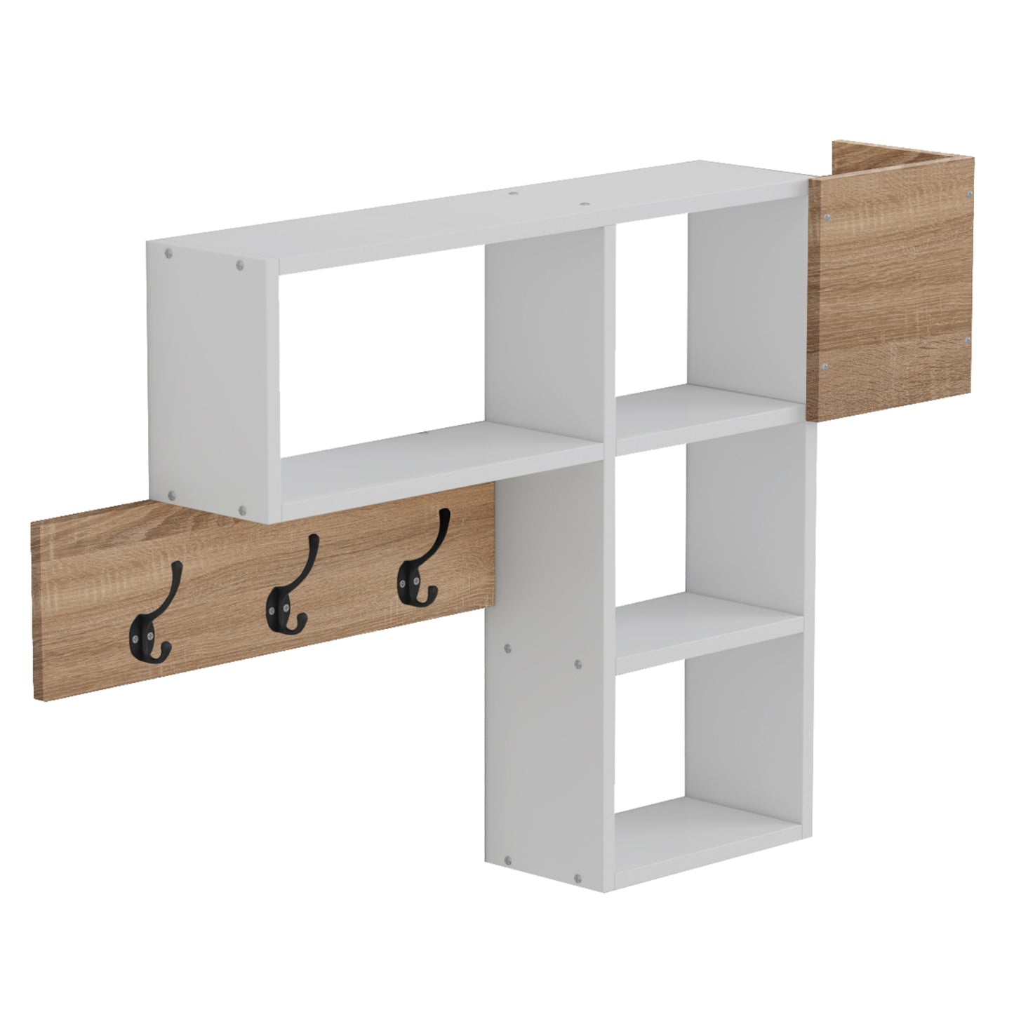 Entryway Hanger With Shelves Harlan Hm8973.12 Melamine In Sonama-white 99,5x15x61hcm.