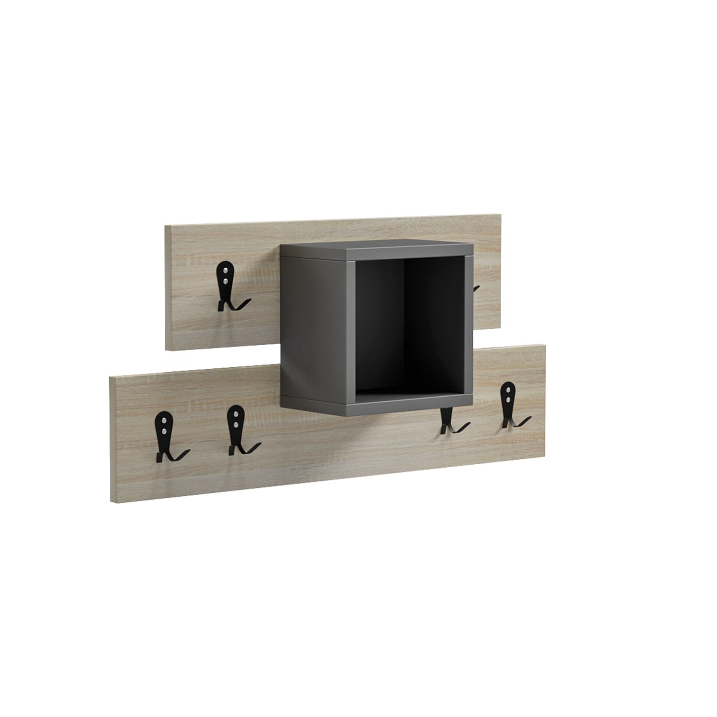 Entryway Hanger With Shelf Slot Hm18077.02 Melamine In Sonama-grey 69x12x32hcm.