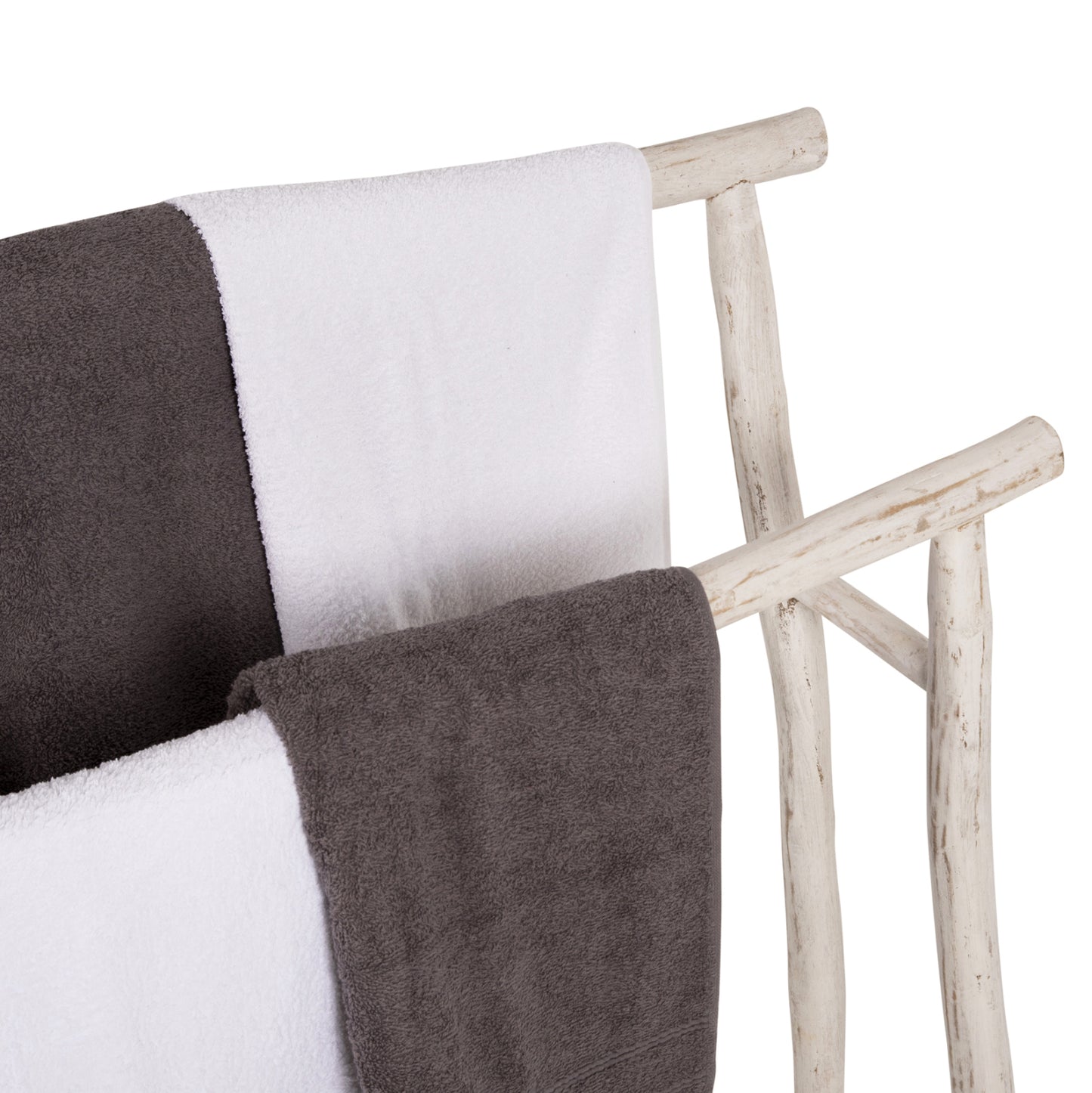 Hanger For Towels Oreg Hm7908 Teak Branches In White Patina Coloring 90x28x77-91hcm.