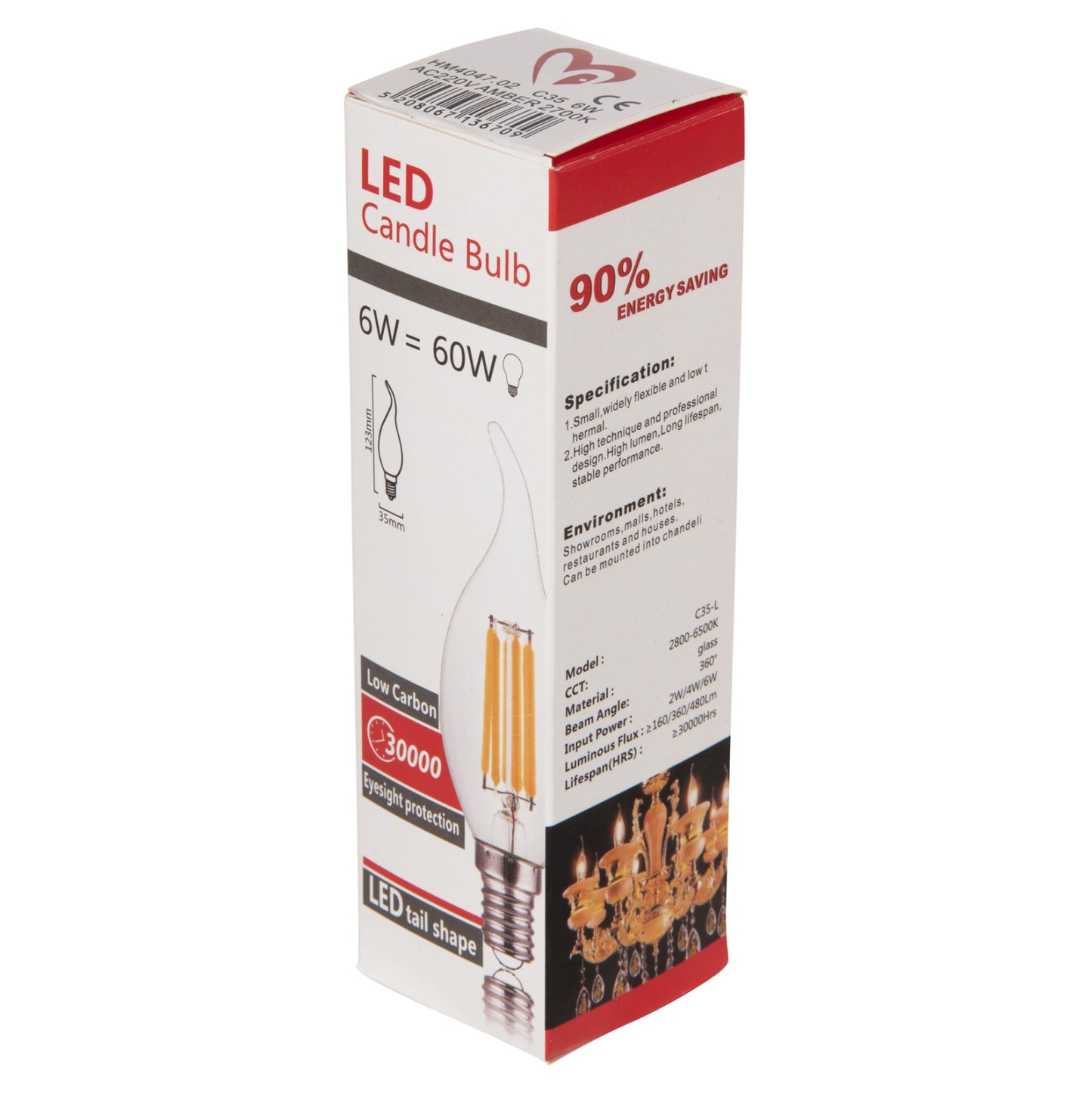 Light Bulb Hm4047.02 Flame Style Led Filament 6w E14 3000k Gold Dimmable