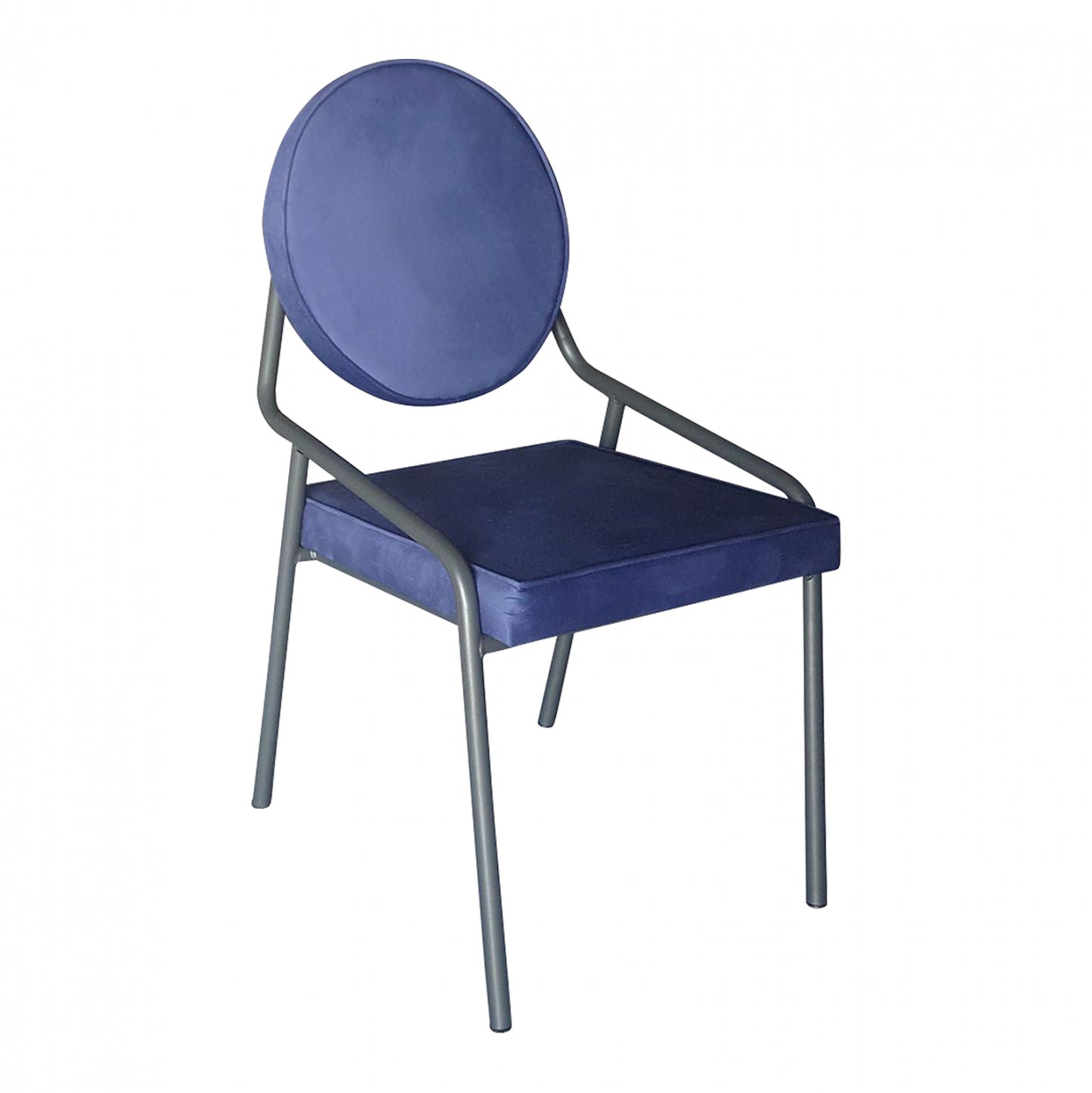 Metallic Chair With Fabric Seat Blue Ts471