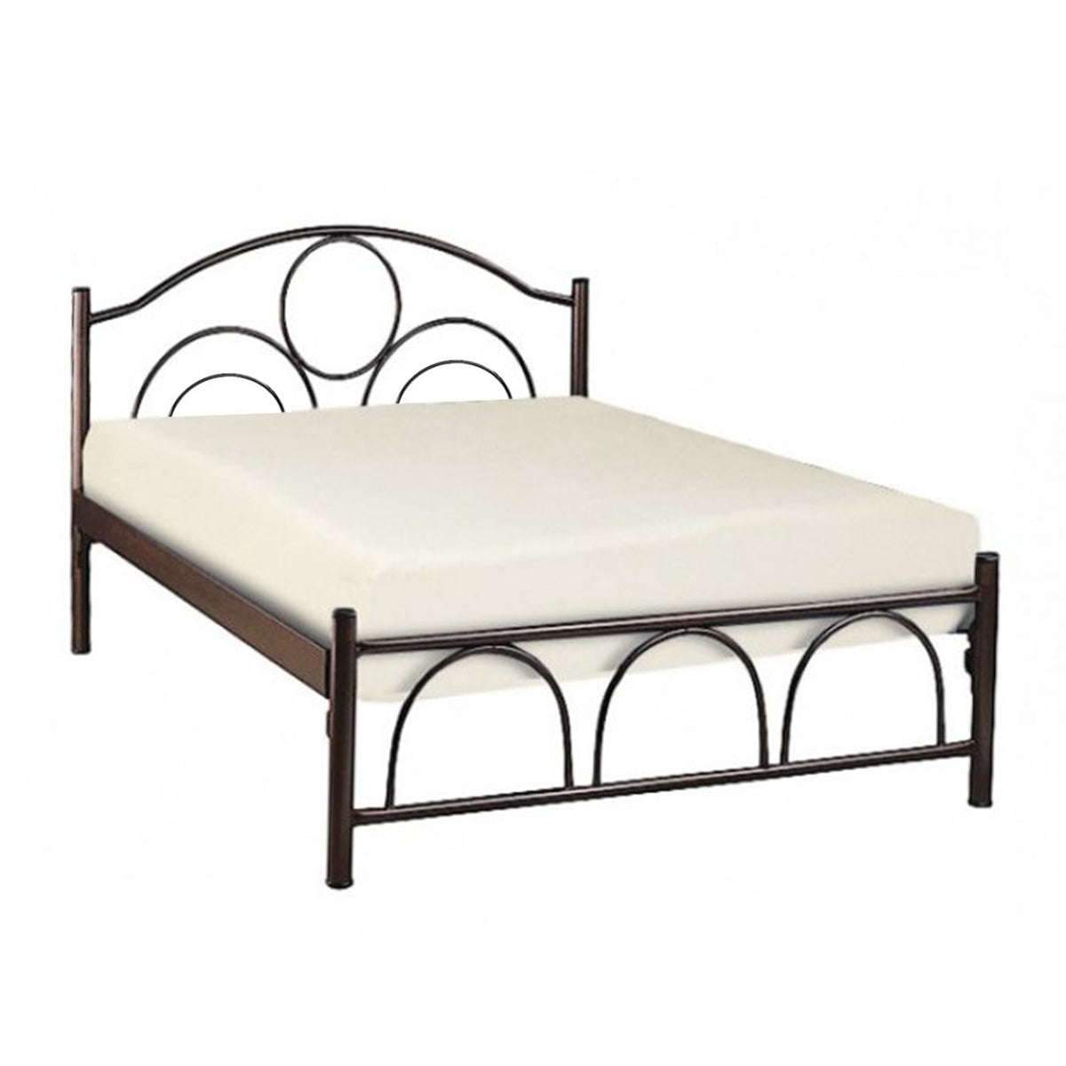 Metallic Bed Kyklos Hm10366.01 In Brown Color 150x200x90hcm.