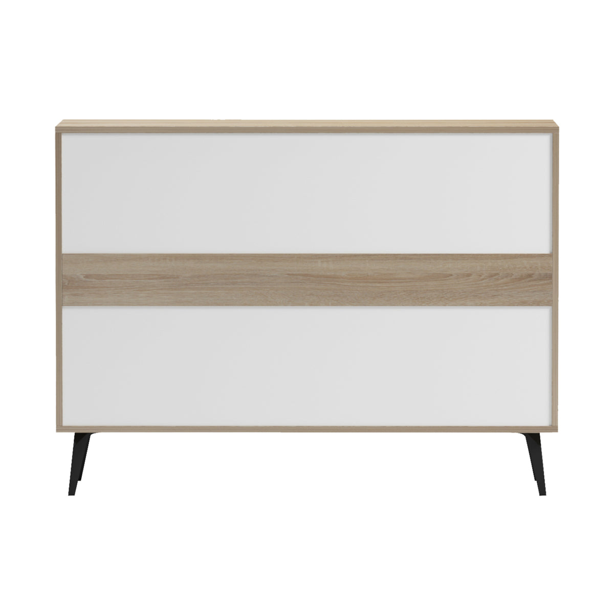 Sideboard Savore Hm18367.11 Melamine In Sonama/white--black Metal Legs 110x35.5x82hcm.