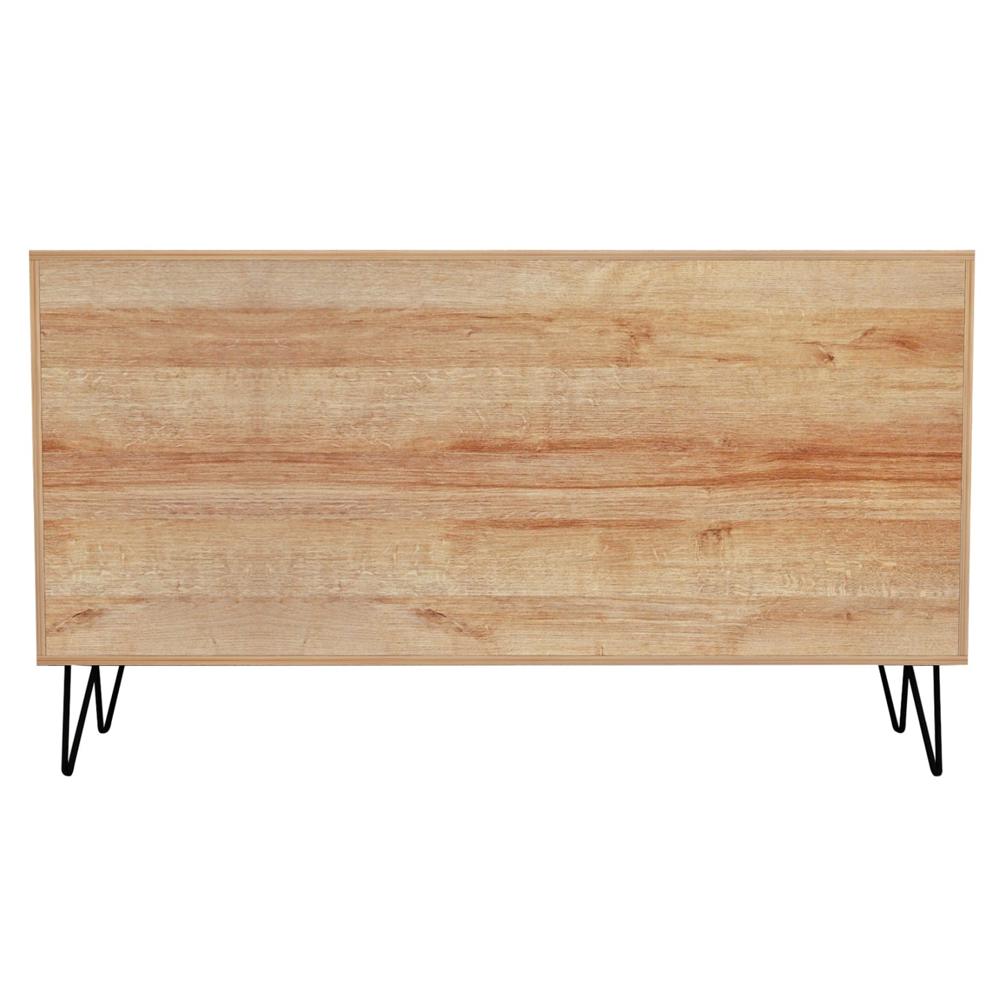 Sideboard Cabron Hm8874.11 Melamine In Natural-anthracite & Black Metal Legs 142x40x83hcm.
