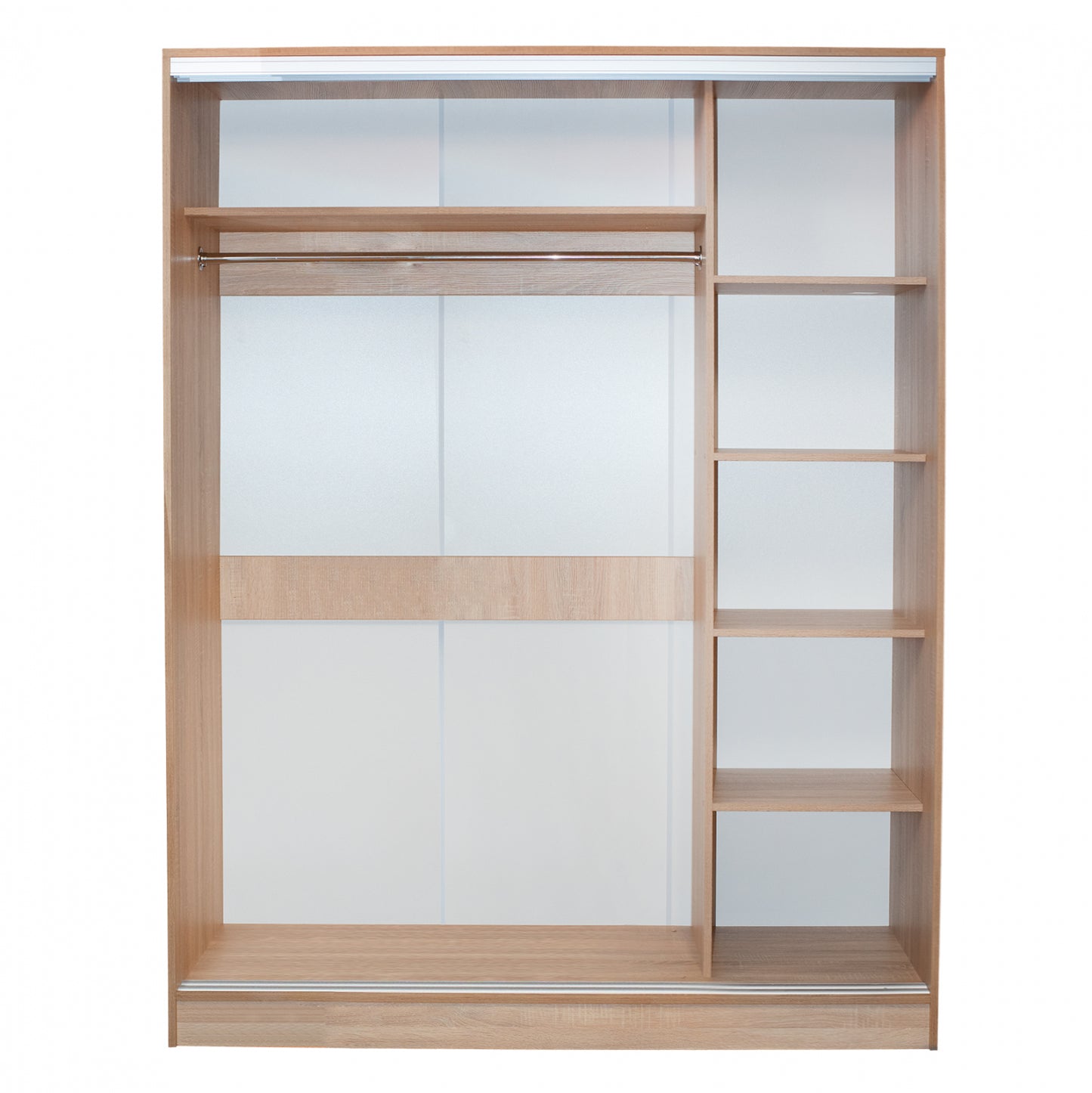 Wardrobe 180x60x210 Sliding Doors With Mirror Sonama Oak Hm2437