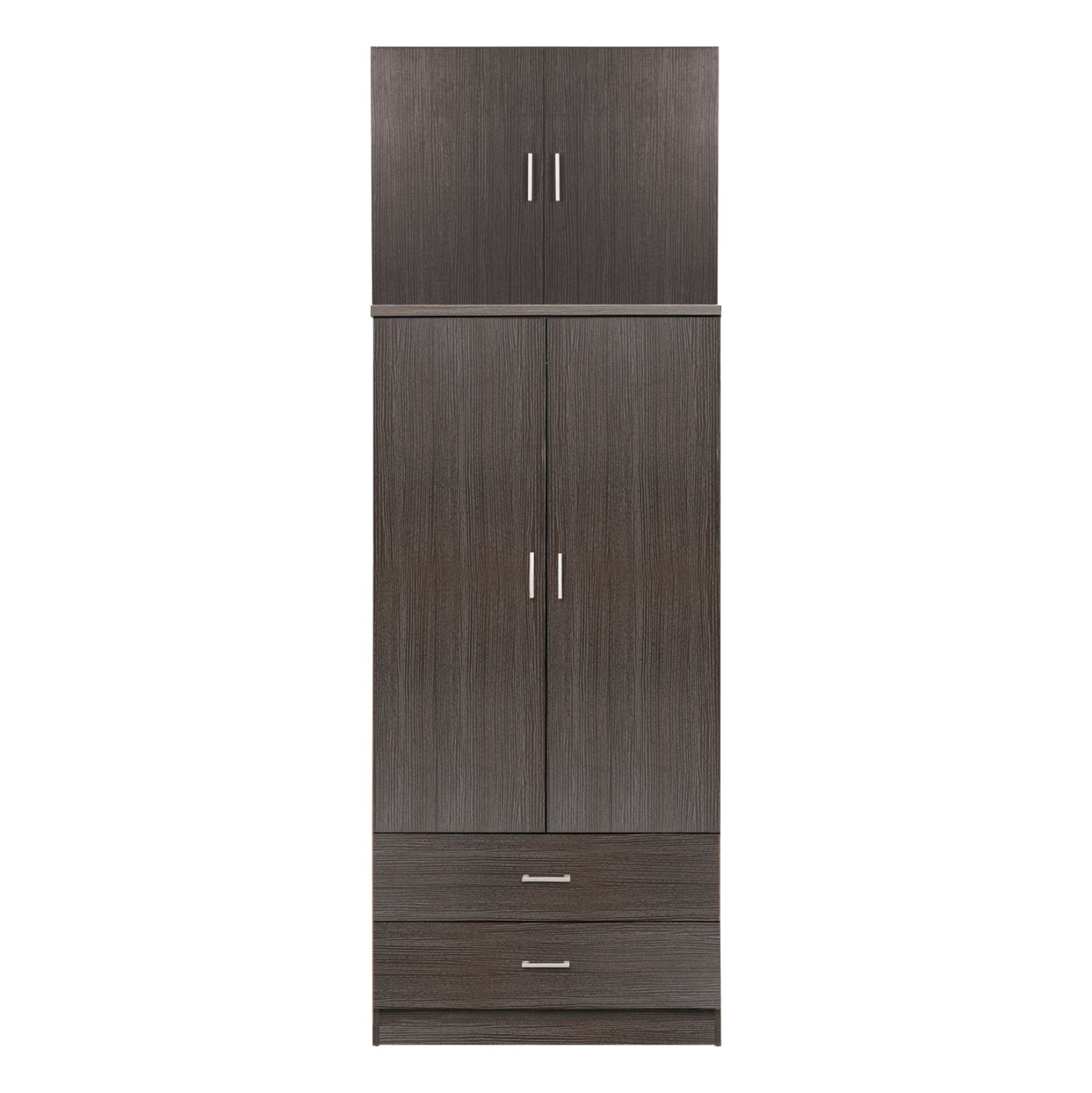 Wardrobe Reina Hm21061.01 2-leaf With Upper Cabinet & 2 Drawers-melamine In Zebrano 80x42x241hcm.