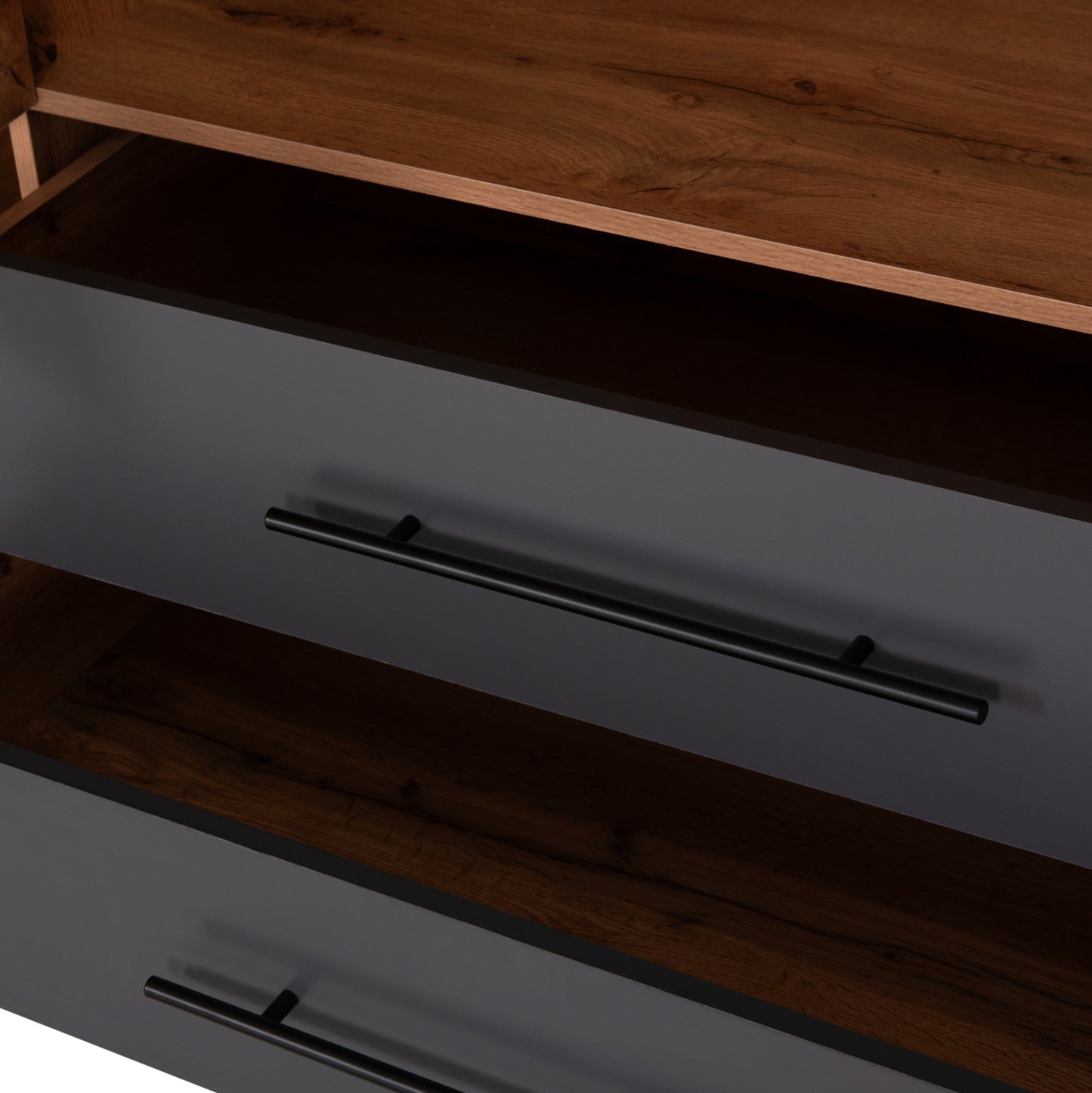 Wardrobe 3-leaf With 2 Drawers Carys Hm746.12 Melamine In Natural/grey 150x55.5x160hcm