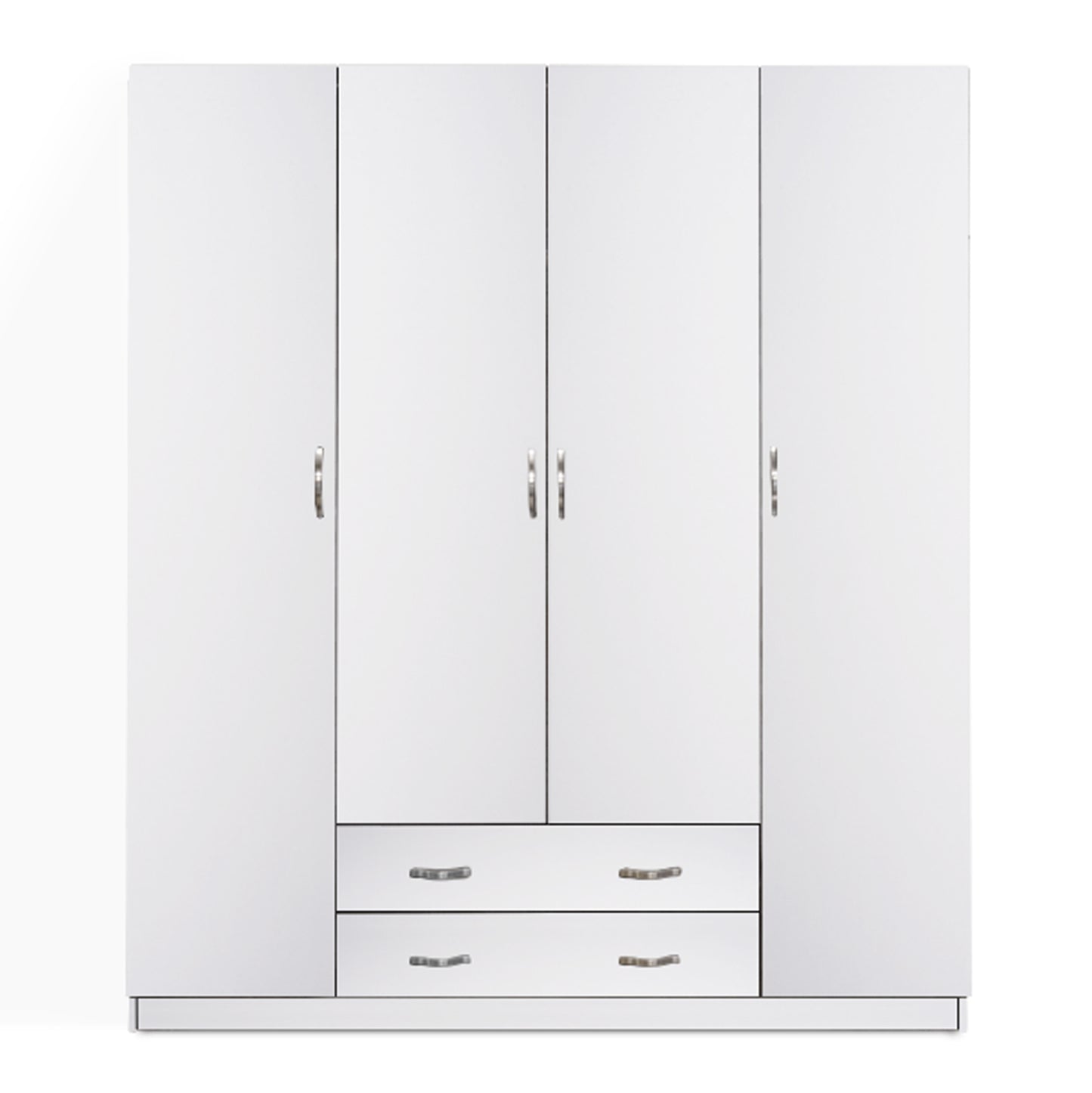Wardrobe With 2 Drawers 4-leaf Azalea Fb9353.05 Melamine In White 200x55.5x180hcm.
