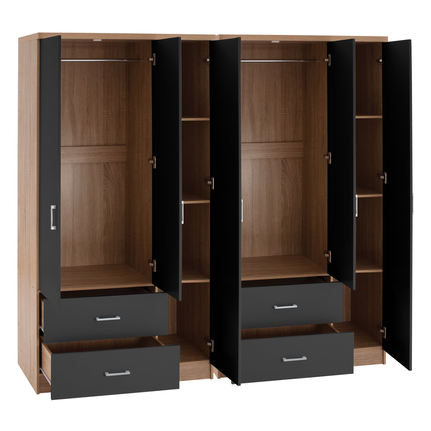 6-leaf Wardrobe Caesar Hm21236.01 Melamine In Sonama & Dark Grey 180x42,5Χ181hcm.