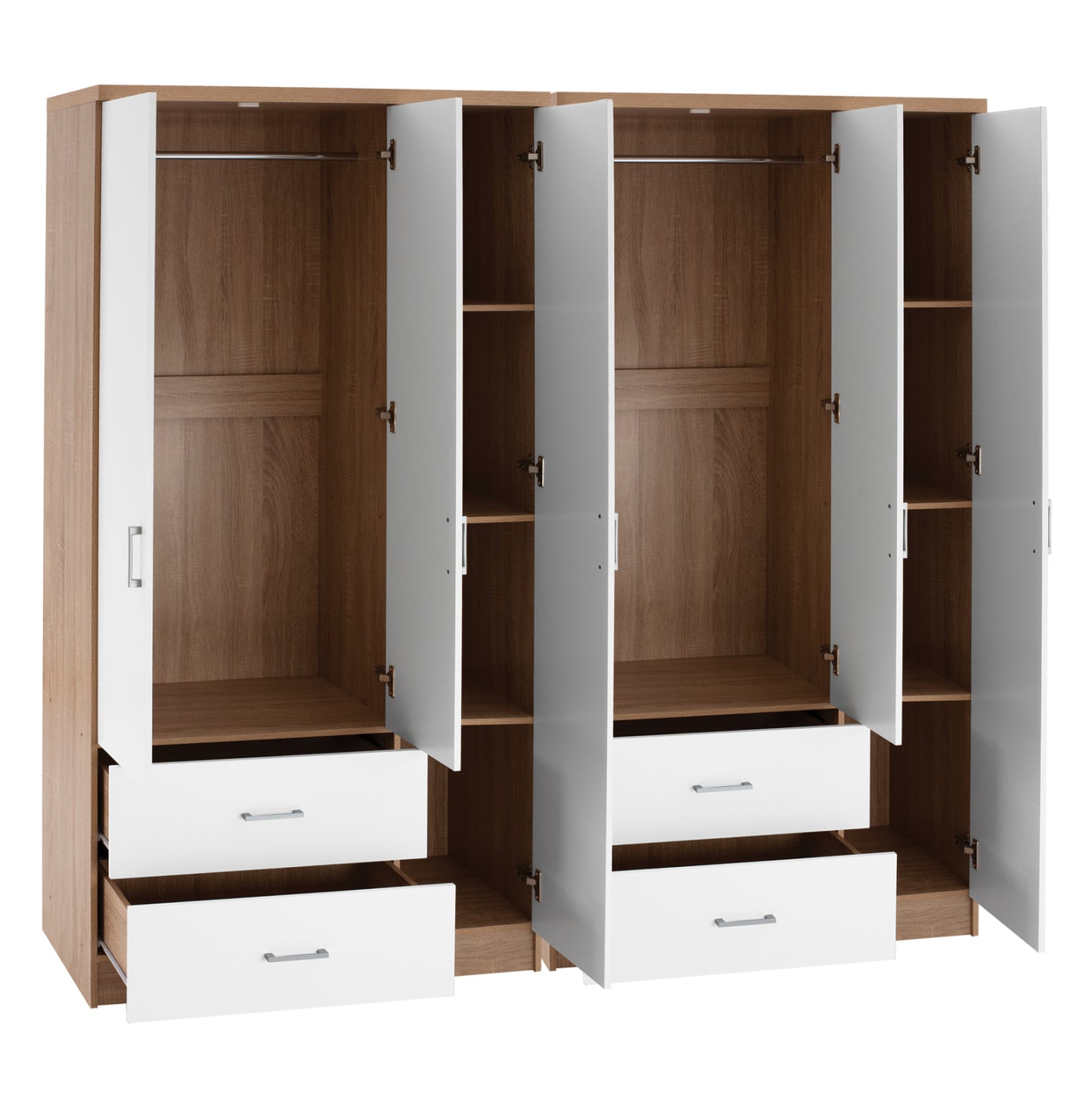 6-leaf Wardrobe Caesar Hm21236.02 Melamine In Sonama & White 180x42,5Χ181hcm.