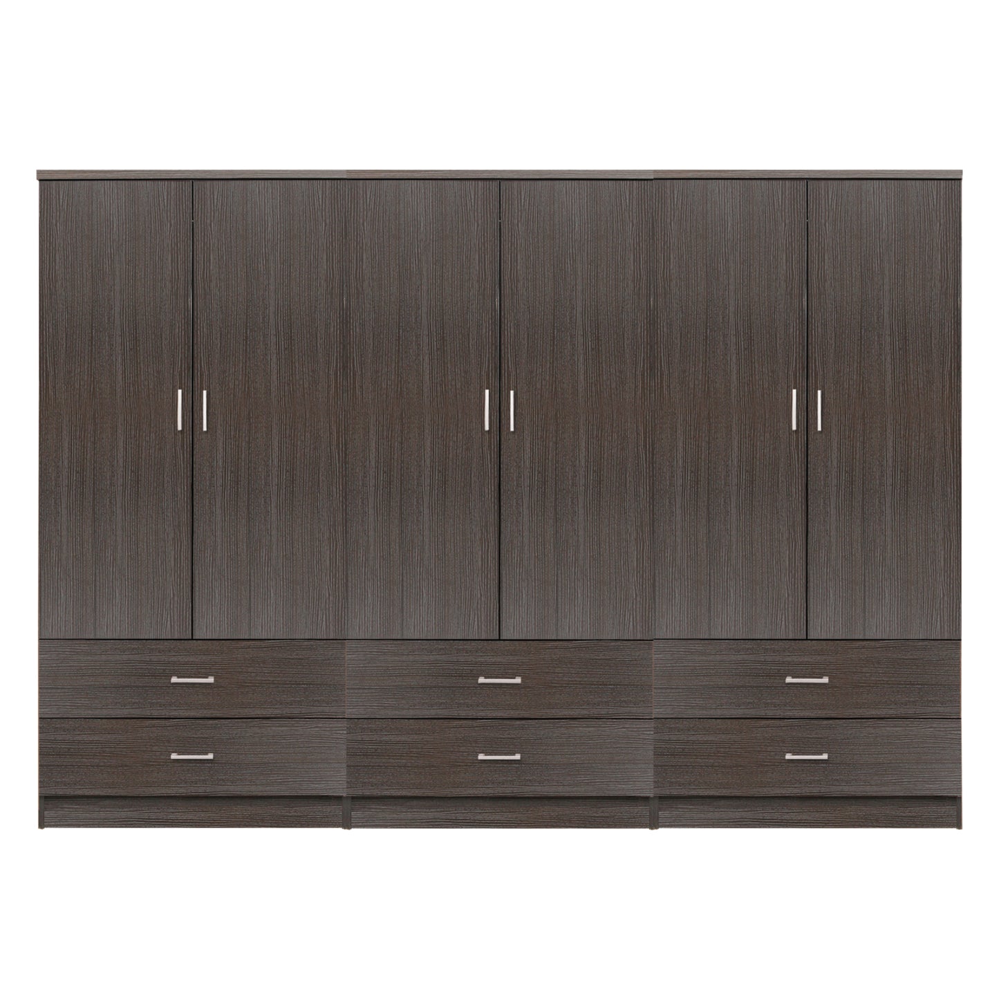 Wardrobe Reina 6-leaf With 6 Drawers Fb921060.01 Melamine In Zebrano Color 240x42x181hcm.
