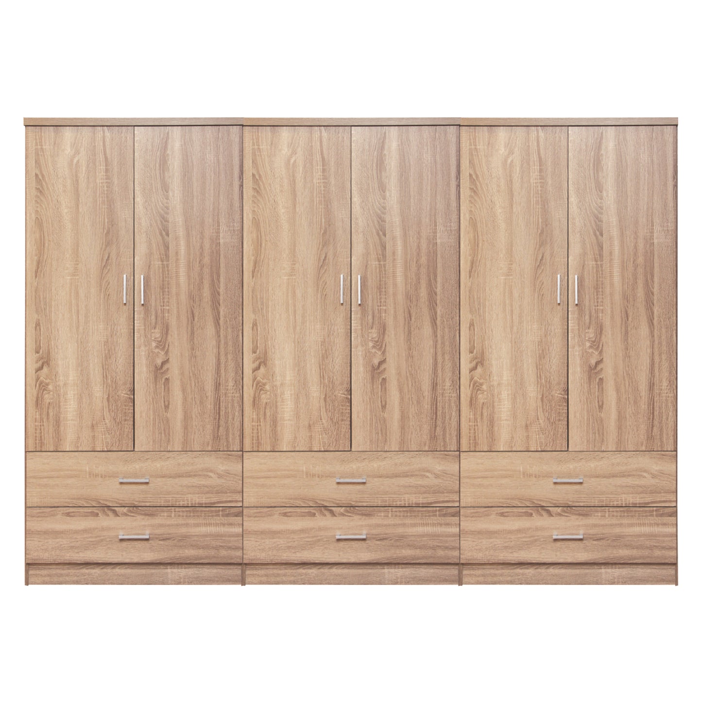 Wardrobe Reina 6-leaf With 6 Drawers Hm21060.02 Melamine In Sonama Color 240x42x181hcm.