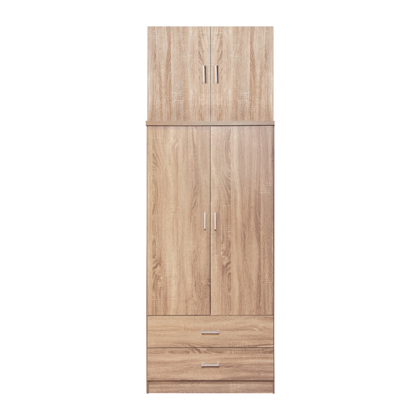 Wardrobe Reina Hm21061.02 2-leaf With Upper Cabinet & 2 Drawers-melamine In Sonama 80x42x241hcm.