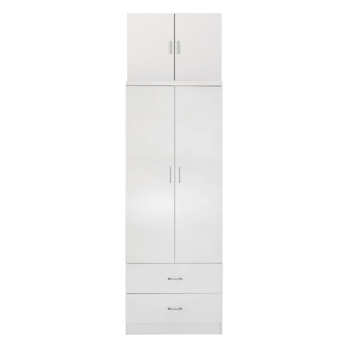 Wardrobe Reina Hm21061.05 2-leaf With Upper Cabinet & 2 Drawers-melamine In White 80x42x241hcm.