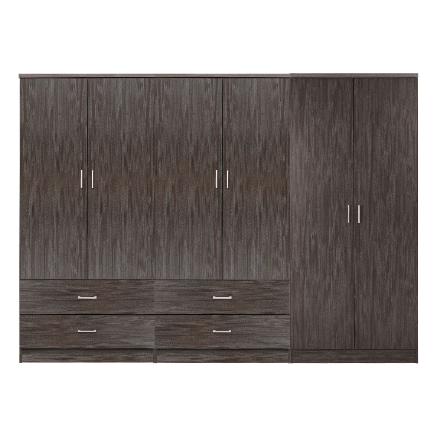 Wardrobe Reina Hm21062.01 6-leaf With 4 Drawers-melamine In Zebrano Color 240x43x181hcm.
