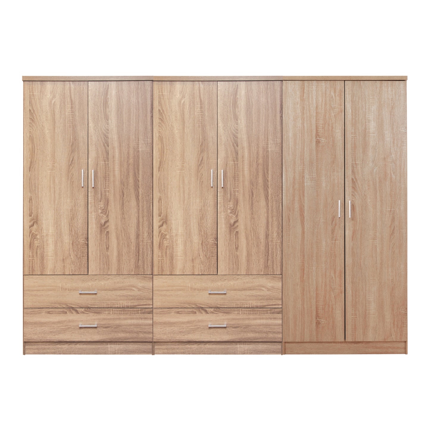 Wardrobe Reina Hm21062.02 6-leaf With 4 Drawers-melamine In Sonama Color 240x43x181hcm.