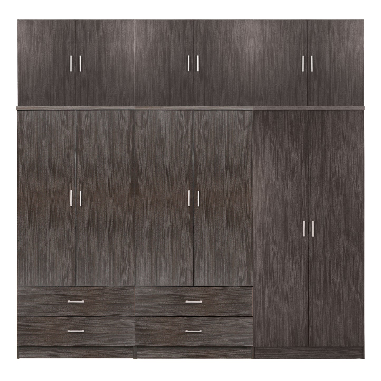 Wardrobe Reina Hm21063.01 6-leaf-4 Drawers-upper Cabinet-melamine In Zebrano 240x43x241hcm.