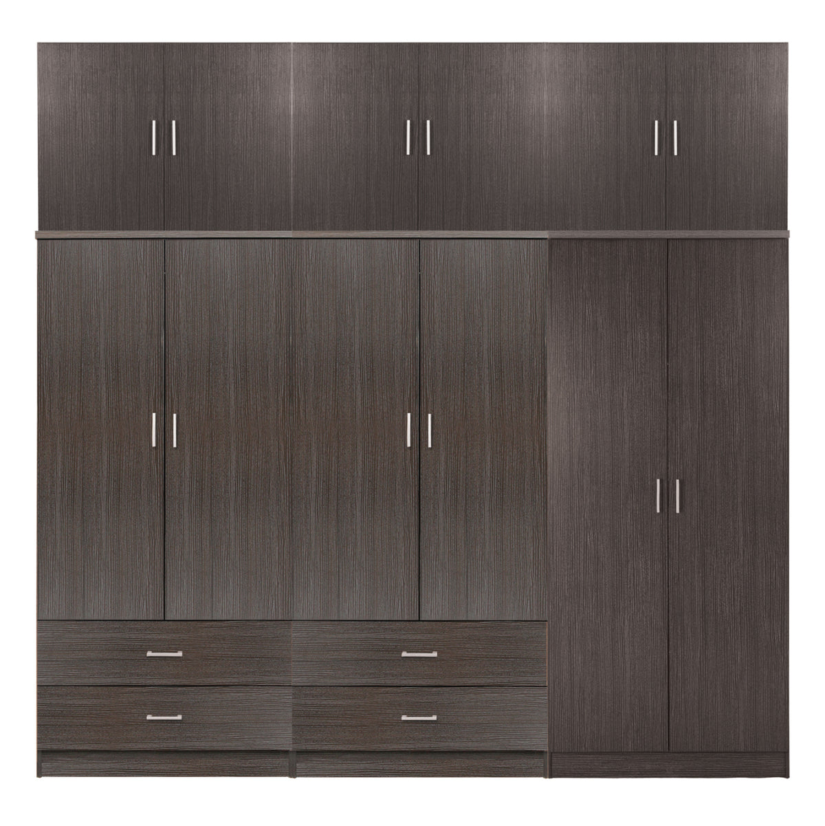 Wardrobe Reina Hm21063.01 6-leaf-4 Drawers-upper Cabinet-melamine In Zebrano 240x43x241hcm.