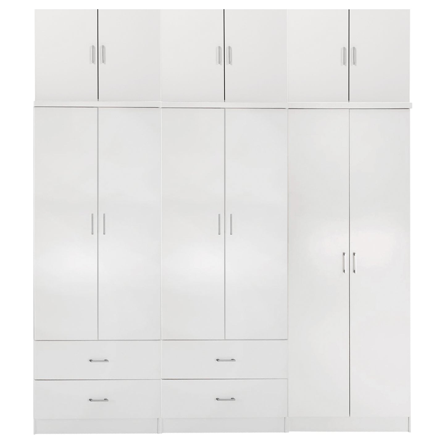 Wardrobe Reina Hm21065.02 6-leaf-4 Drawers-upper Cabinet-melamine In White 240x43x241hcm.